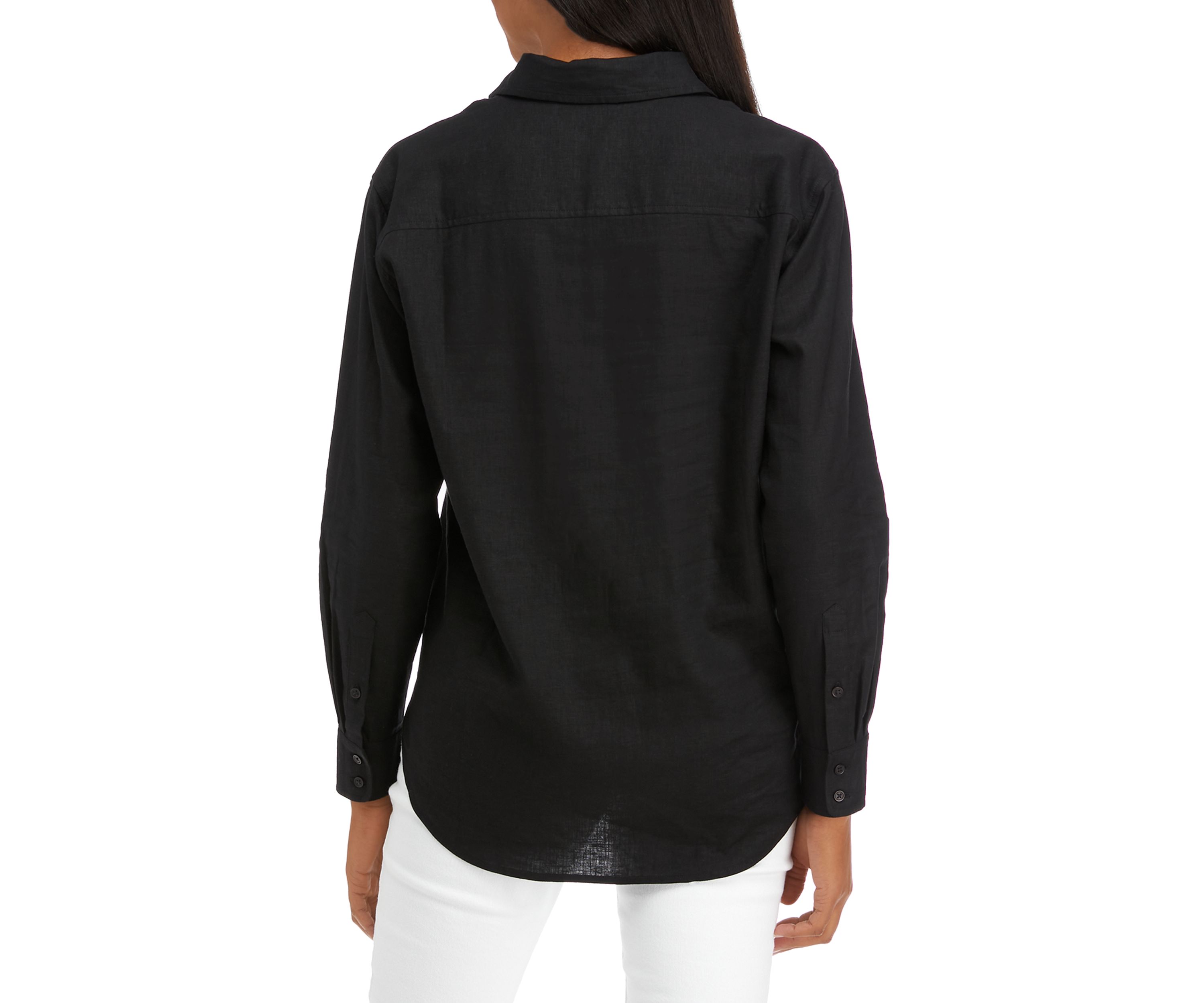 Womens Boyfriend Linen Button Down Shirt