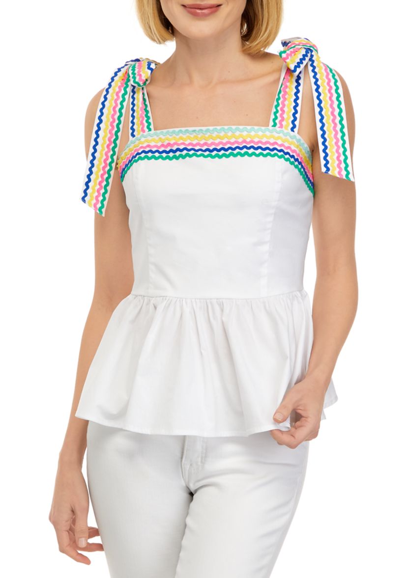 Womens Sleeveless Ric Rac Peplum Top