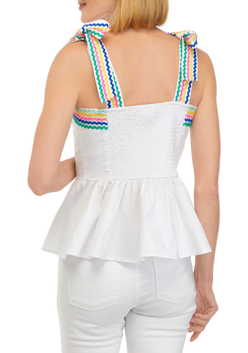 Womens Sleeveless Ric Rac Peplum Top