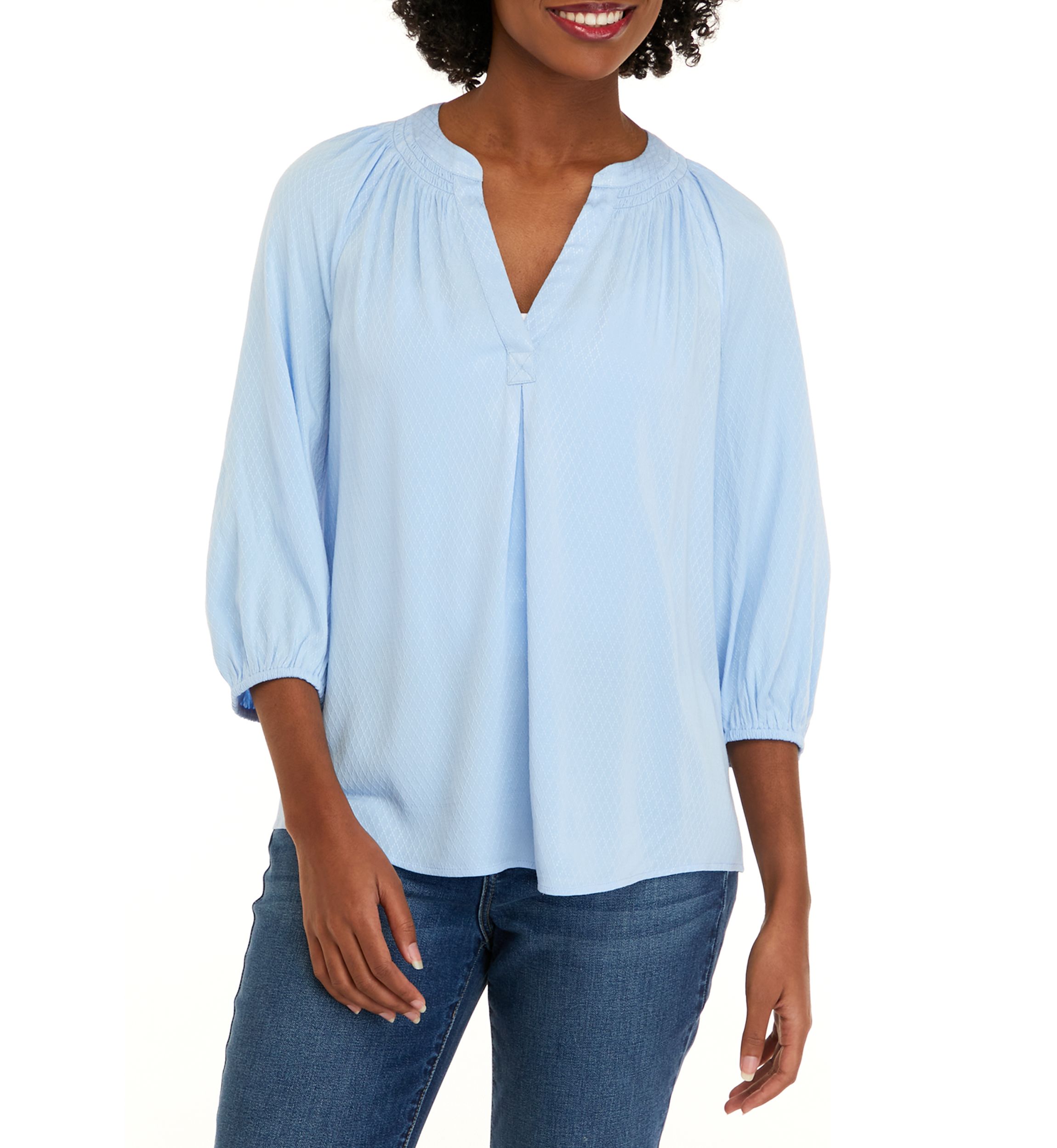 Womens Long Sleeve Solid Peasant Top