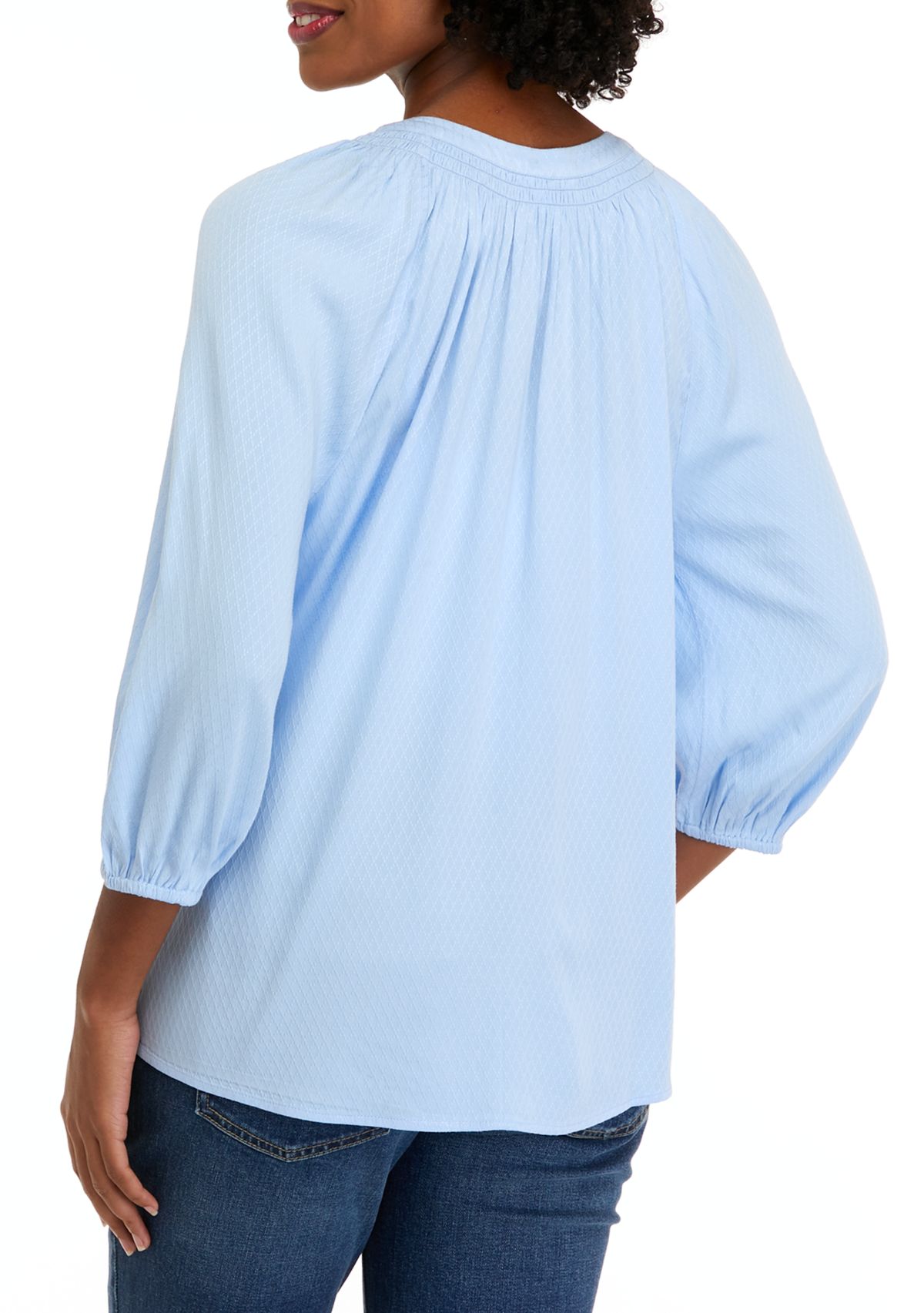 Womens Long Sleeve Solid Peasant Top