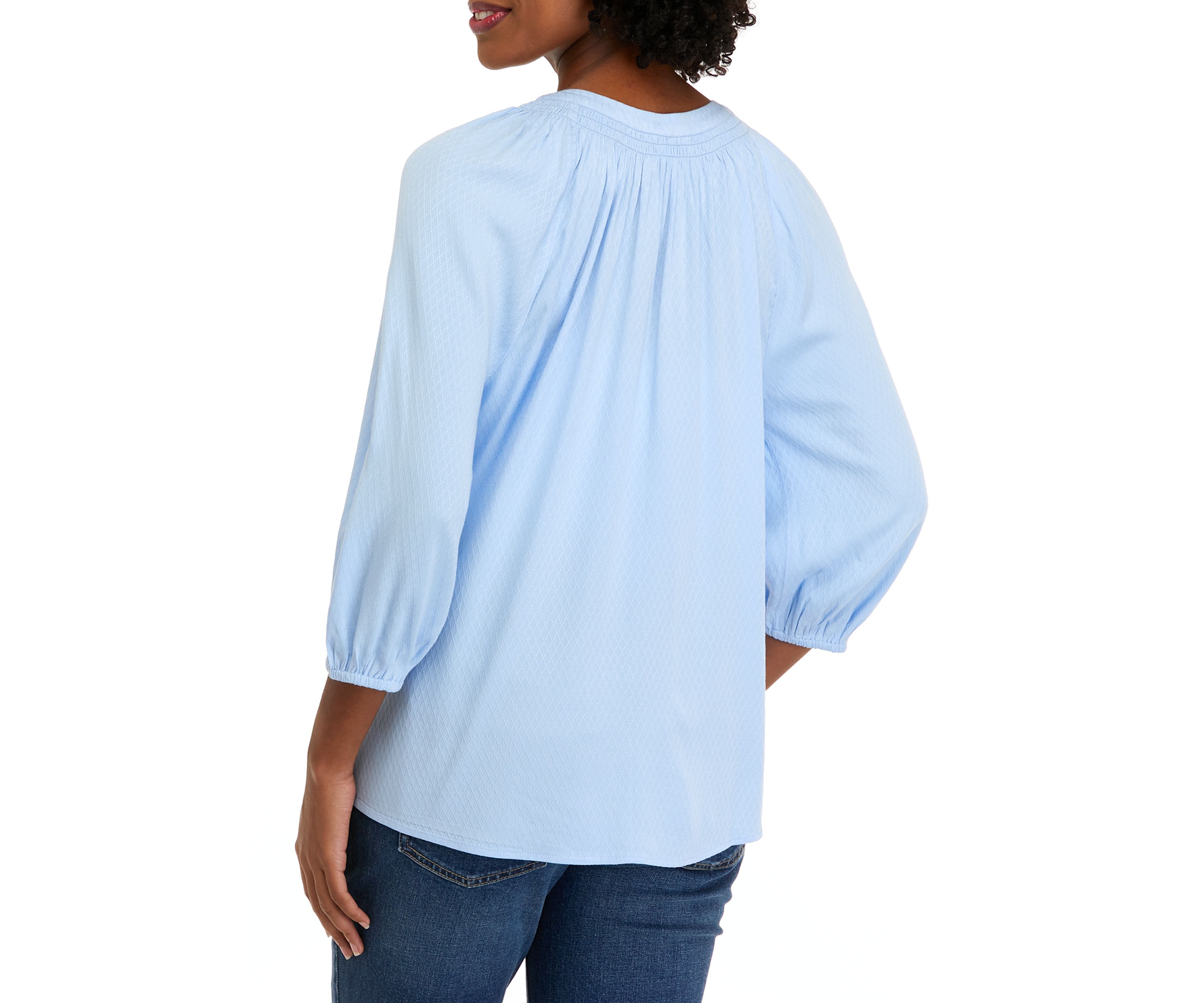 Womens Long Sleeve Solid Peasant Top