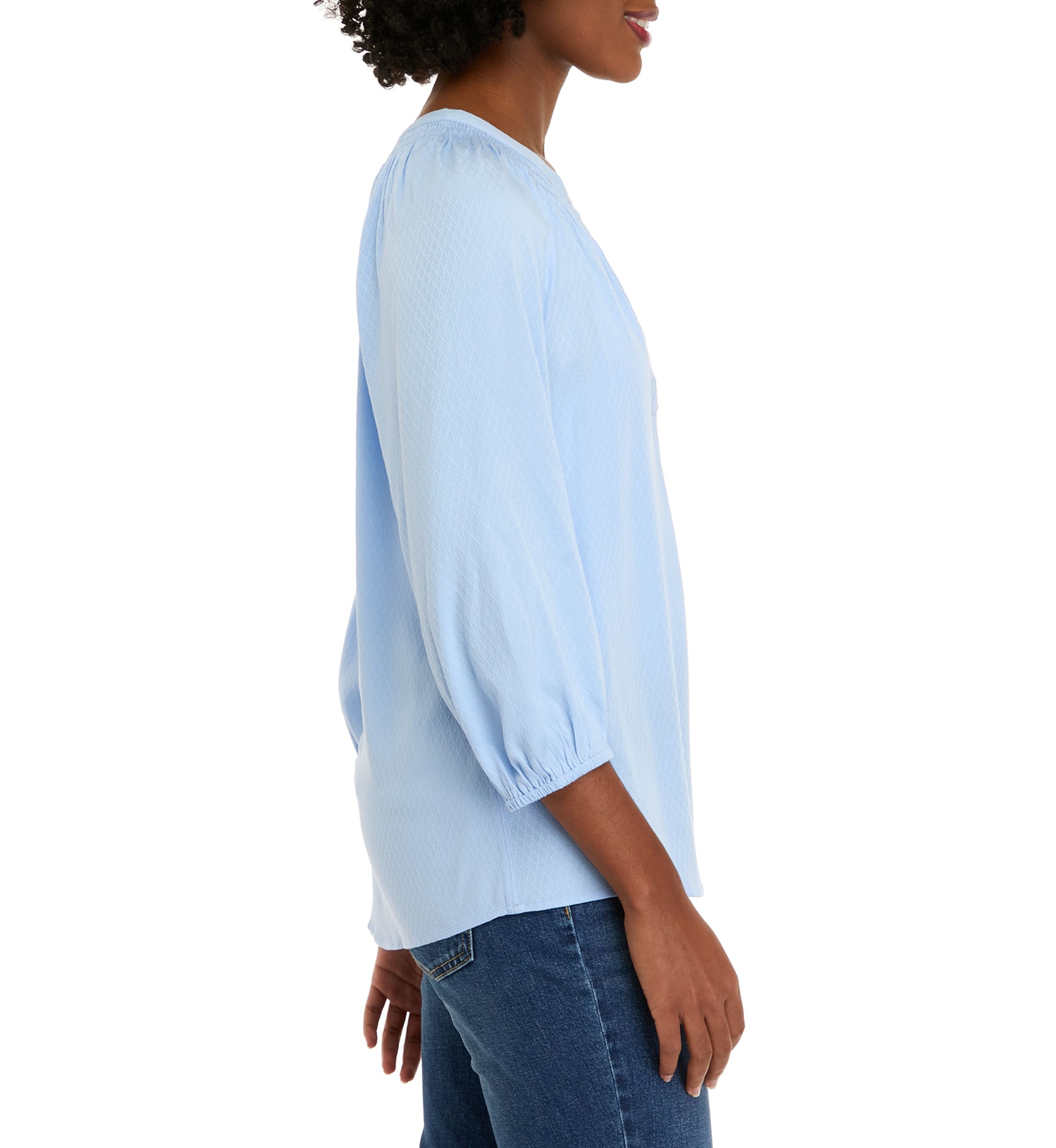 Womens Long Sleeve Solid Peasant Top