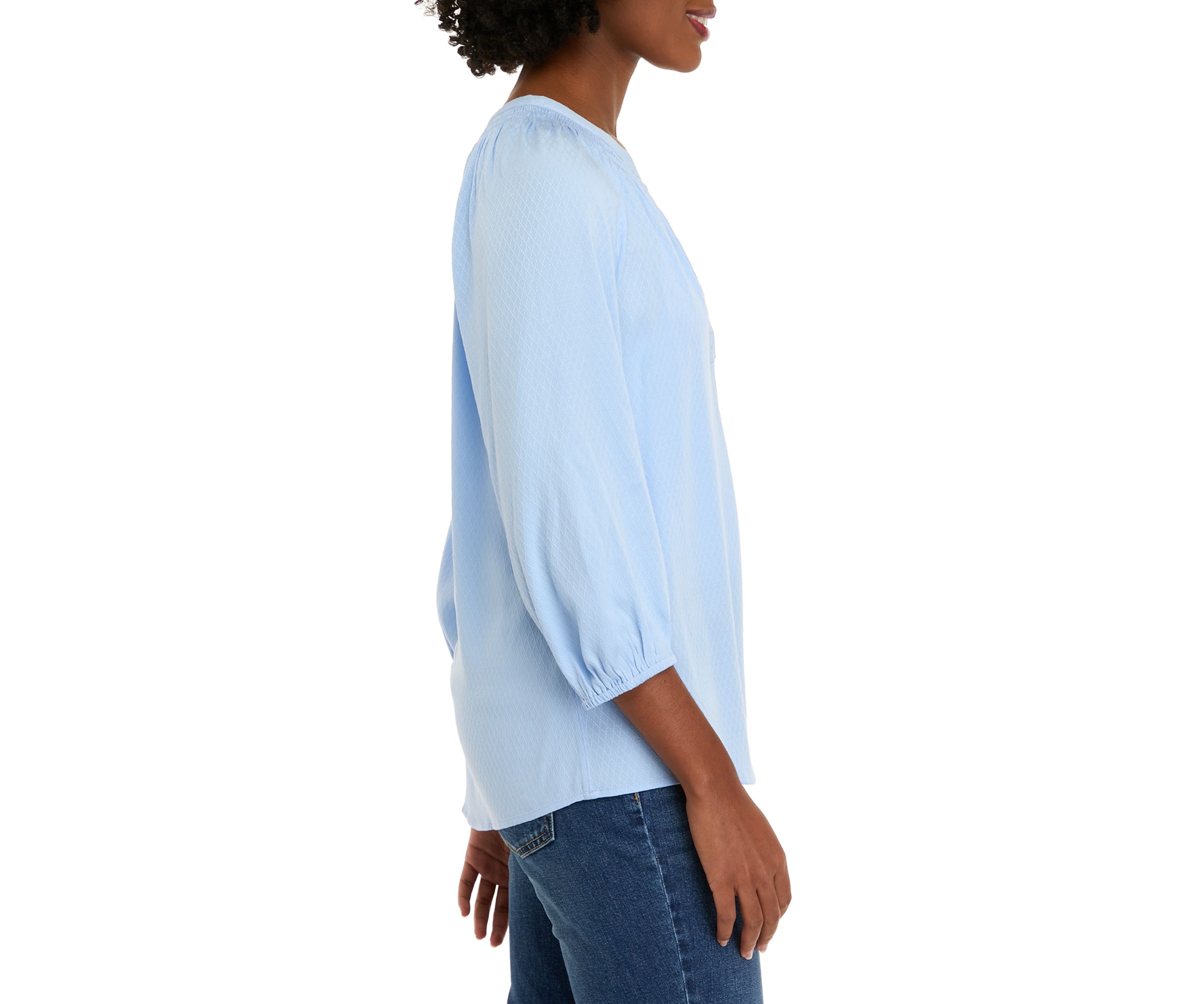 Womens Long Sleeve Solid Peasant Top