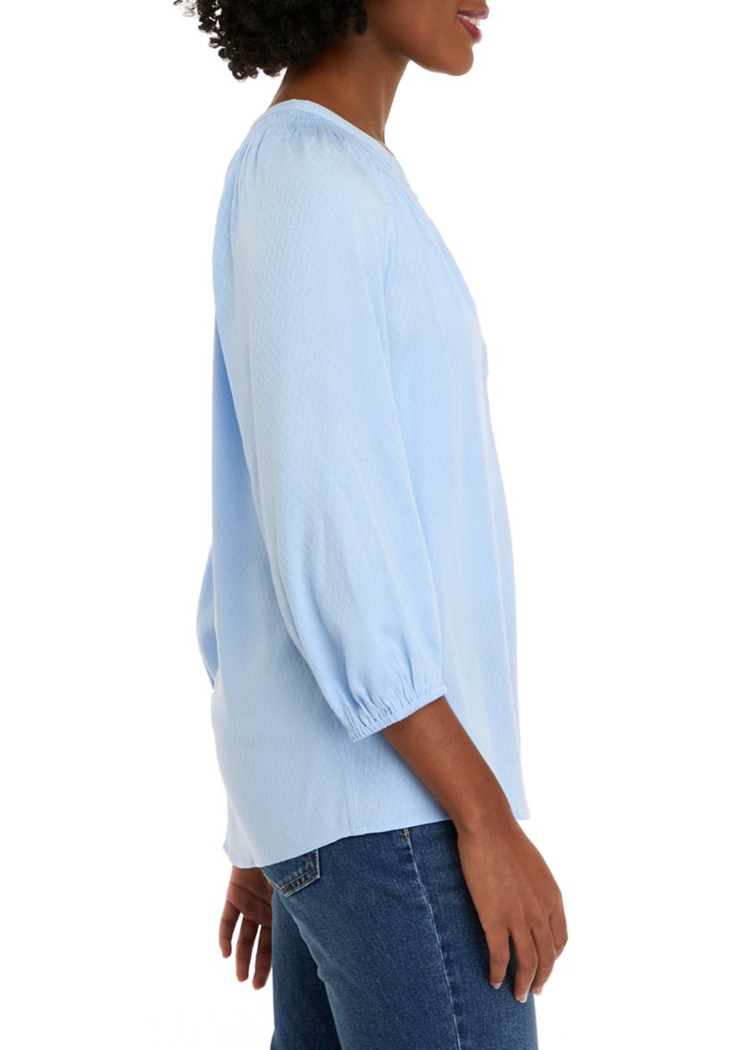 Womens Long Sleeve Solid Peasant Top