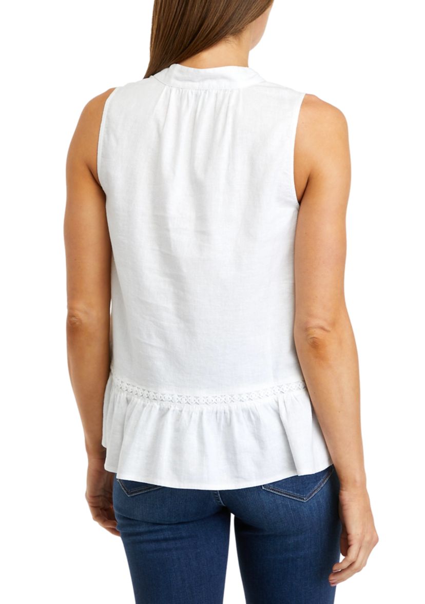 Womens Sleeveless Crochet Peasant Top