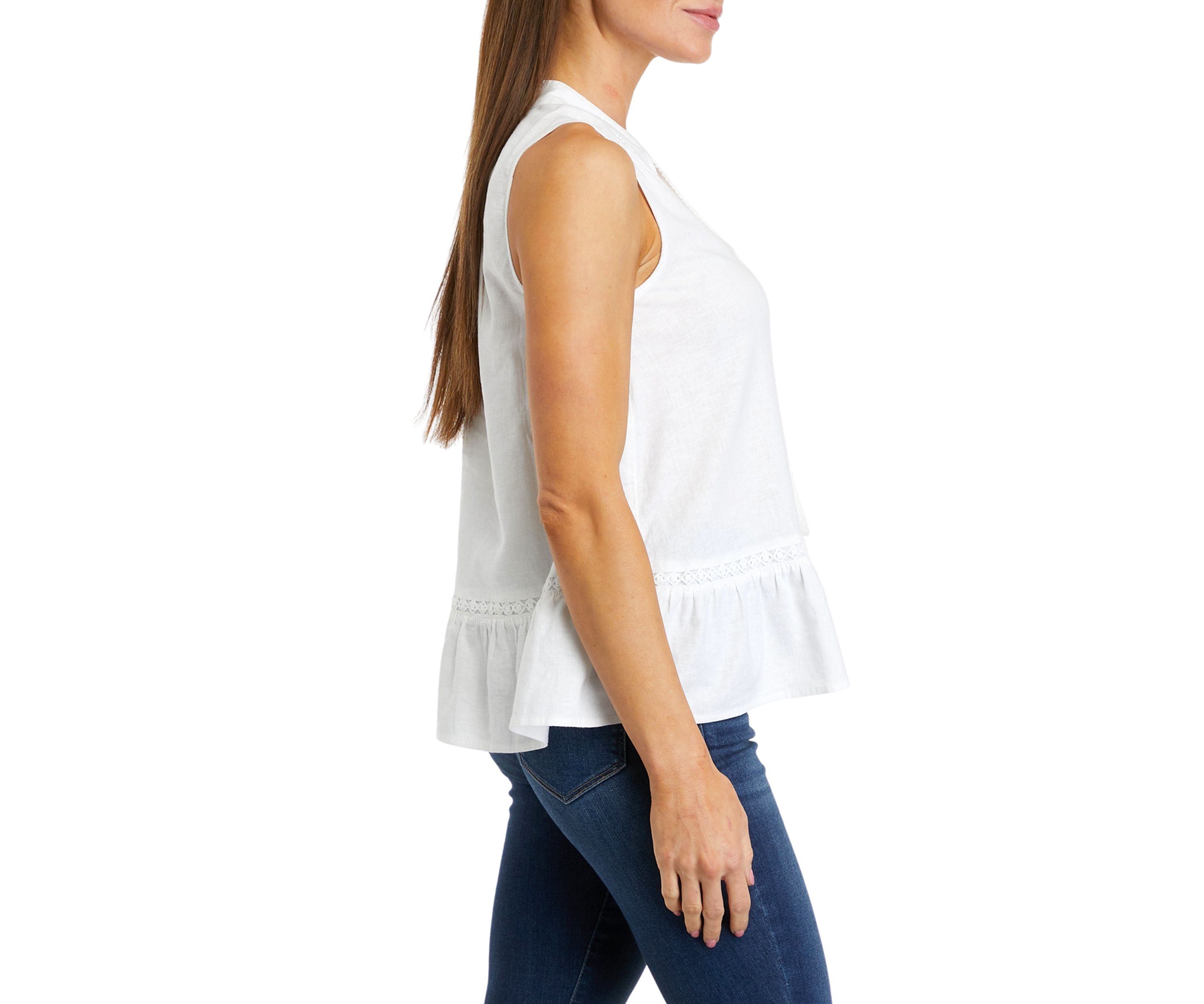 Womens Sleeveless Crochet Peasant Top