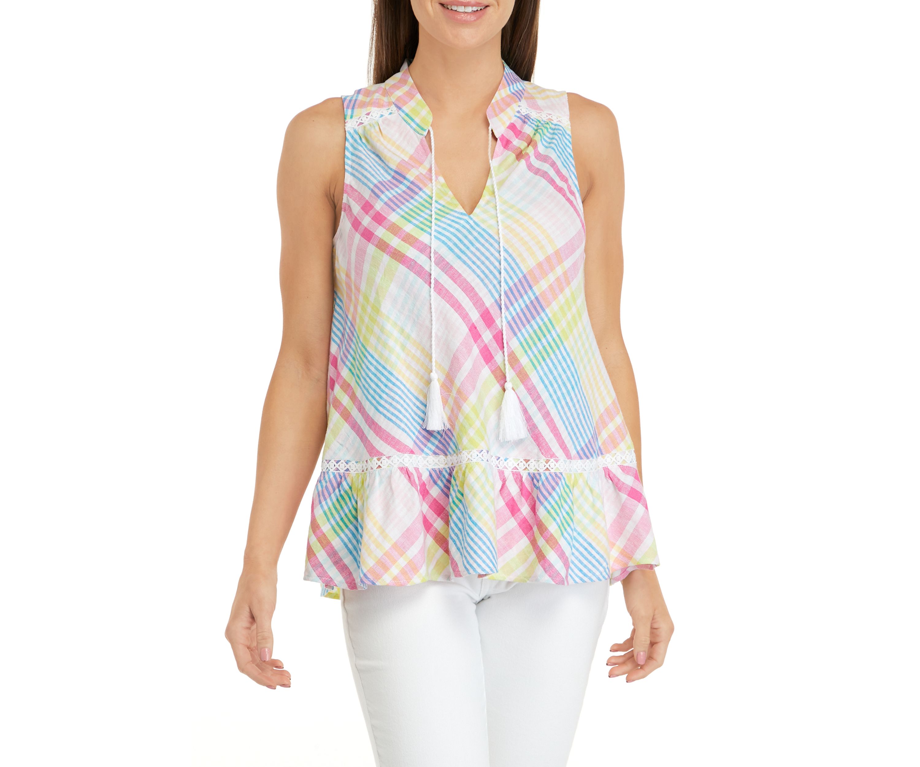 Womens Sleeveless Crochet Peasant Top