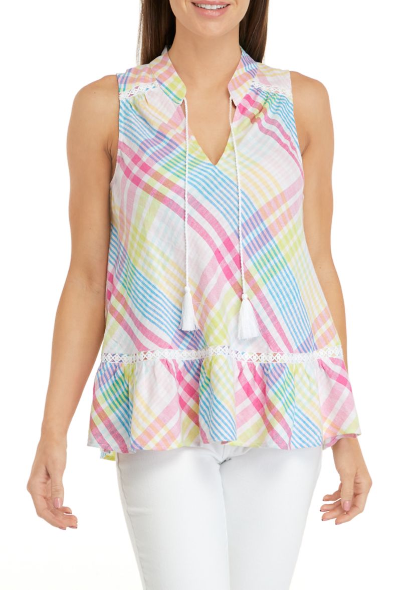 Womens Sleeveless Crochet Peasant Top
