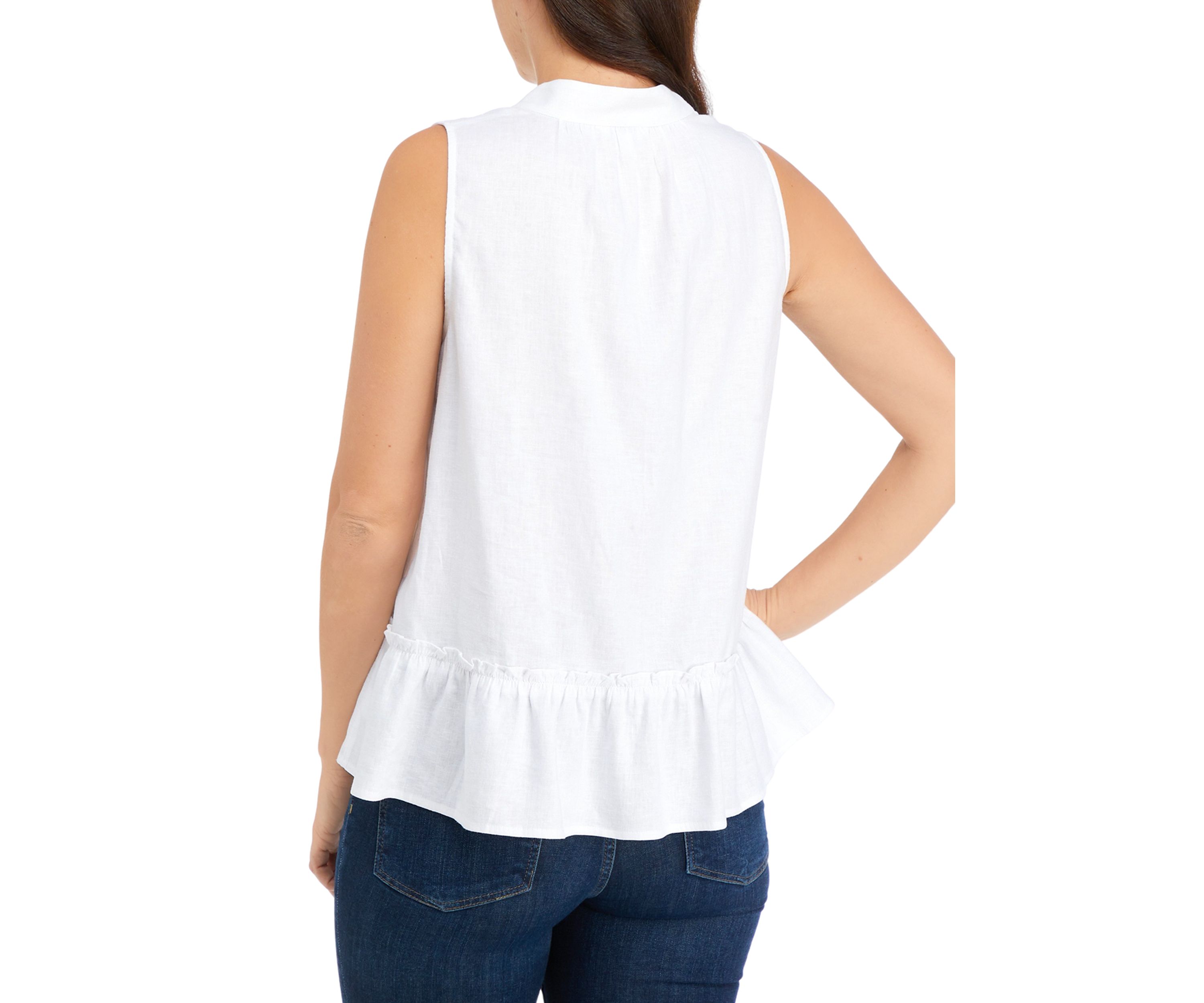 Womens Sleeveless Trim Peasant Top