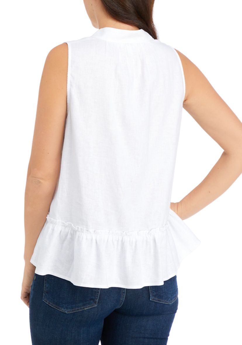 Womens Sleeveless Trim Peasant Top