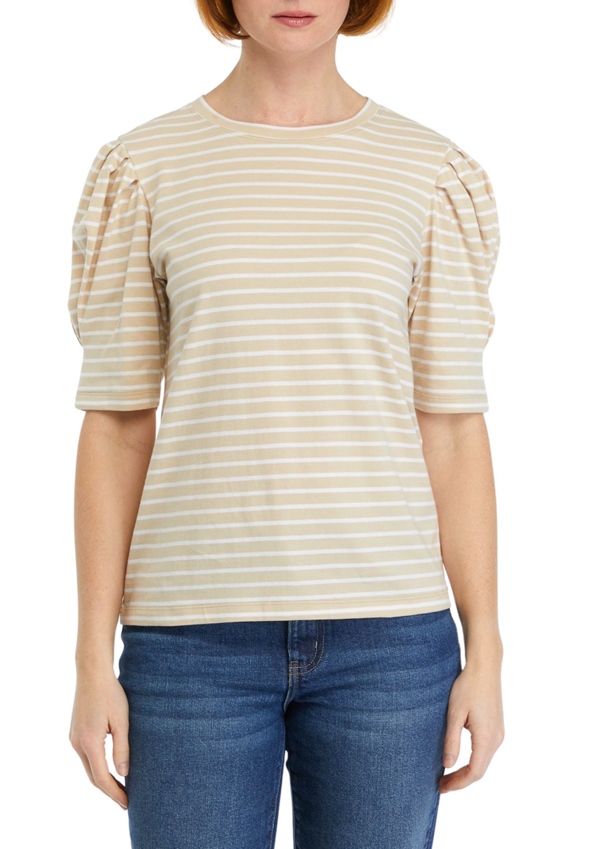 Womens Pleated Striped Top