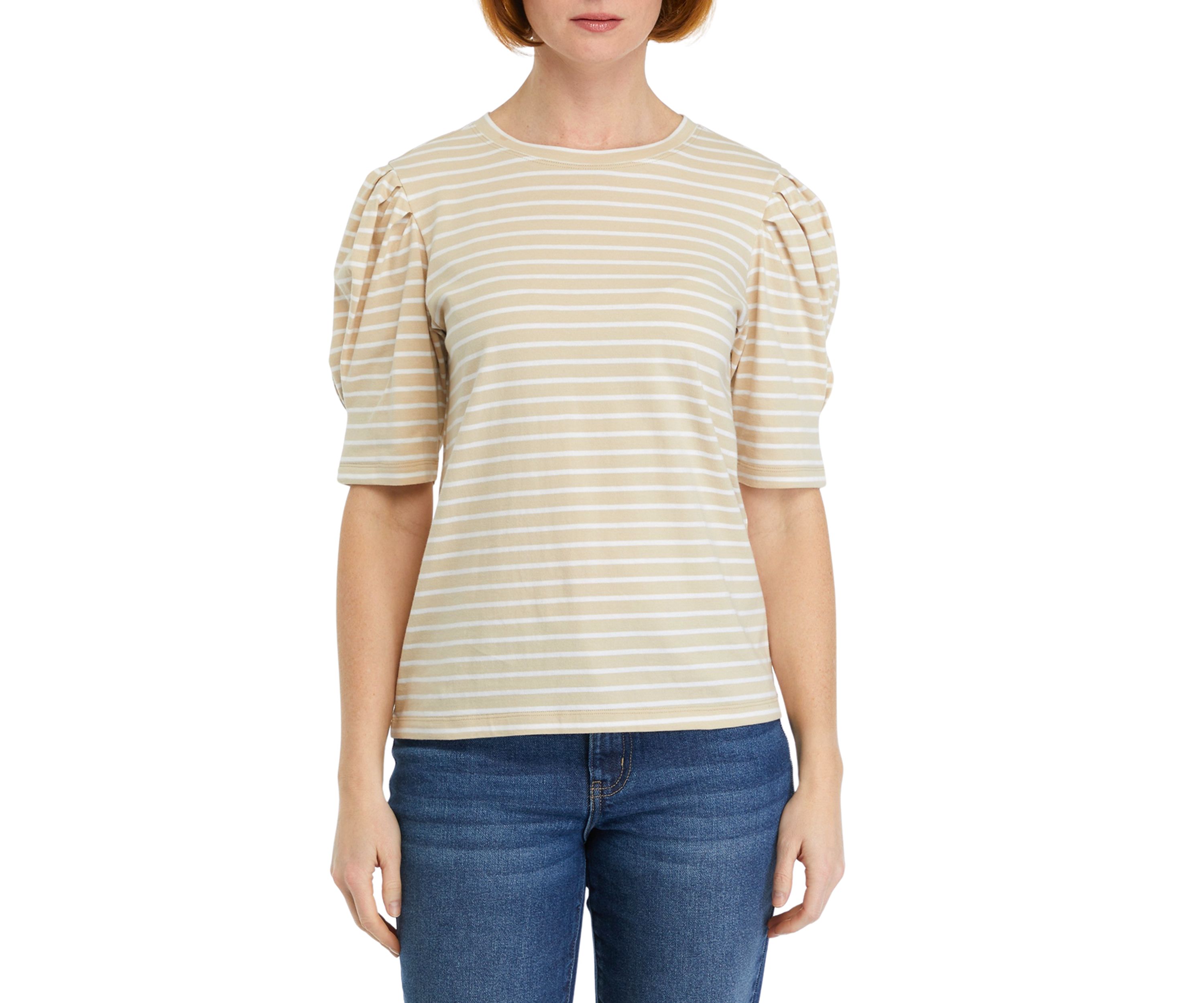 Womens Pleated Striped Top