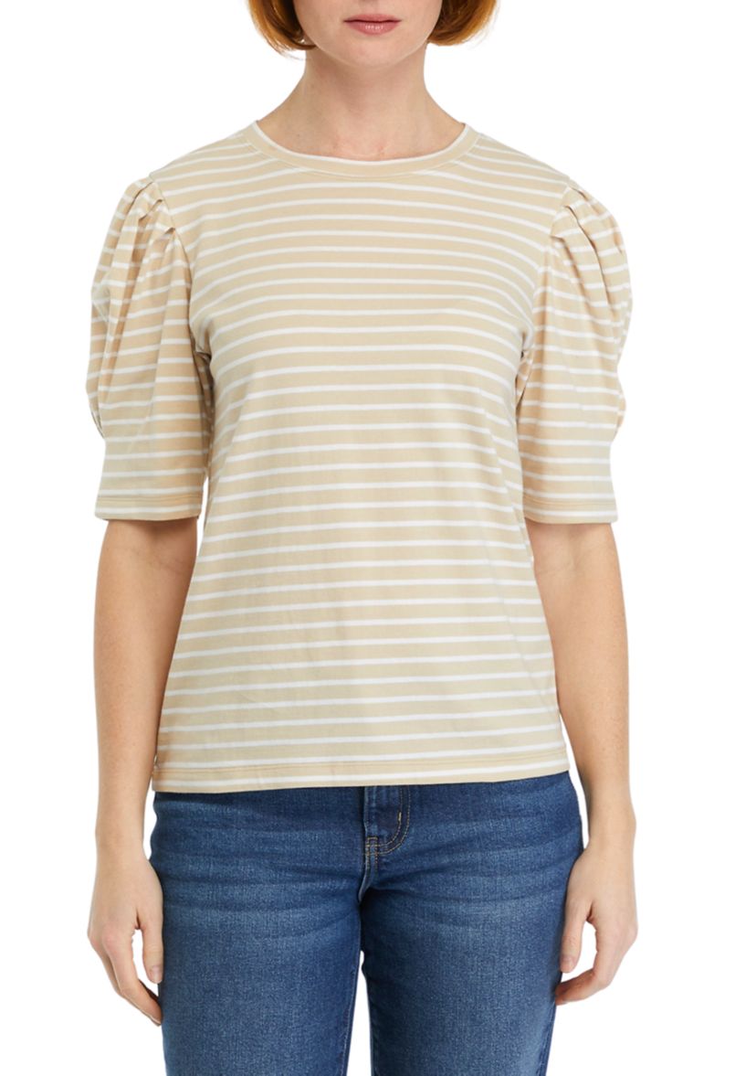 Womens Pleated Striped Top