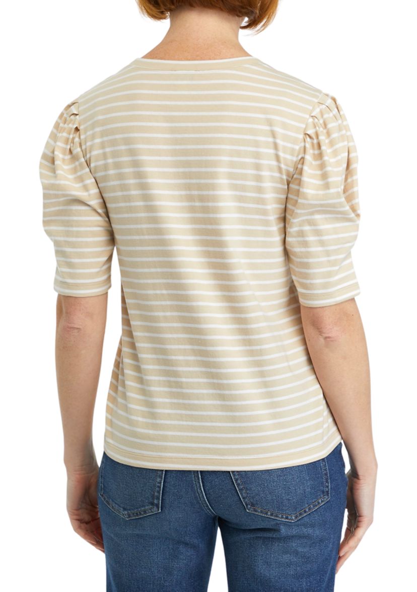 Womens Pleated Striped Top