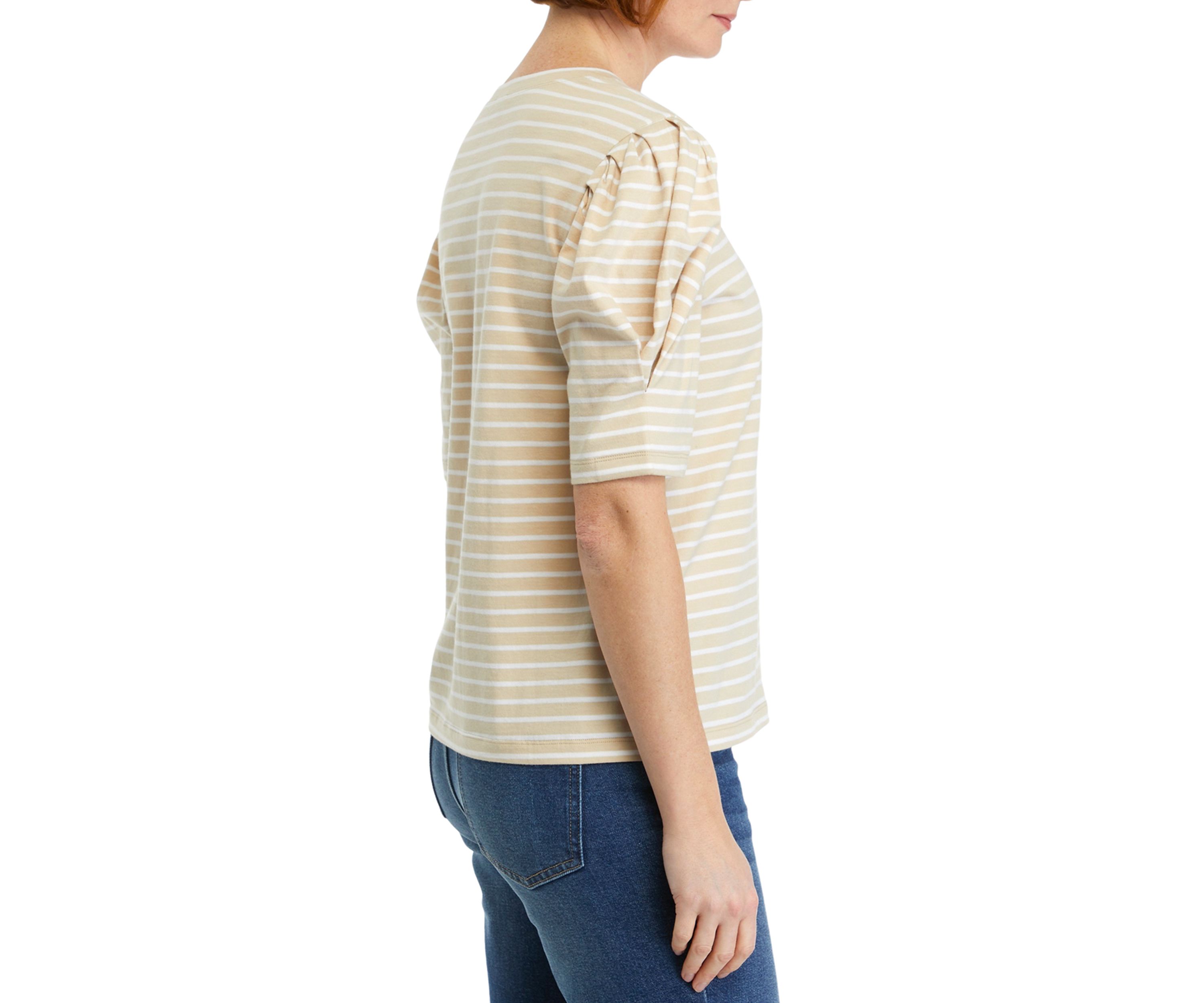 Womens Pleated Striped Top