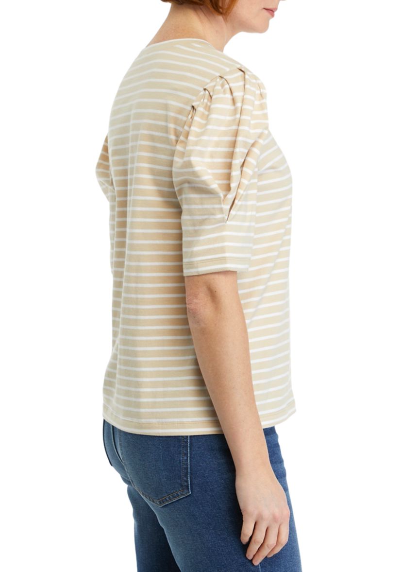 Womens Pleated Striped Top