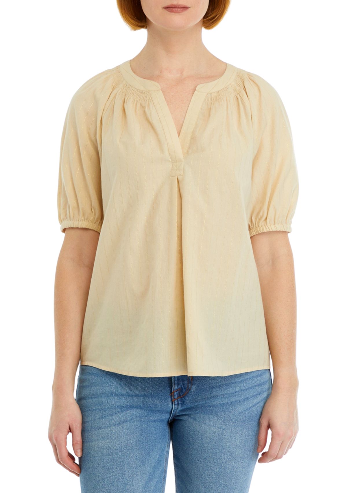 Womens Solid Peasant Blouse