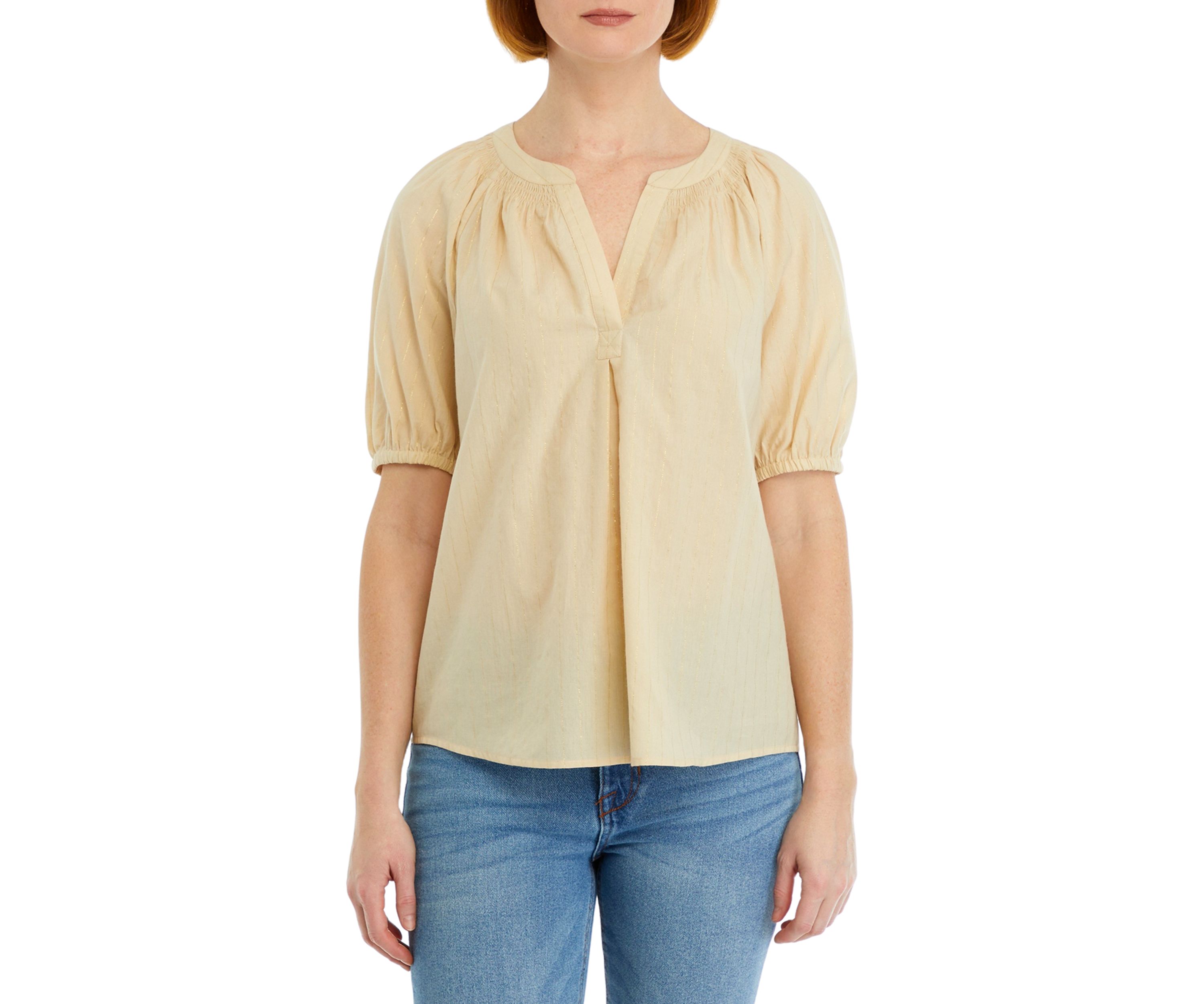 Womens Solid Peasant Blouse