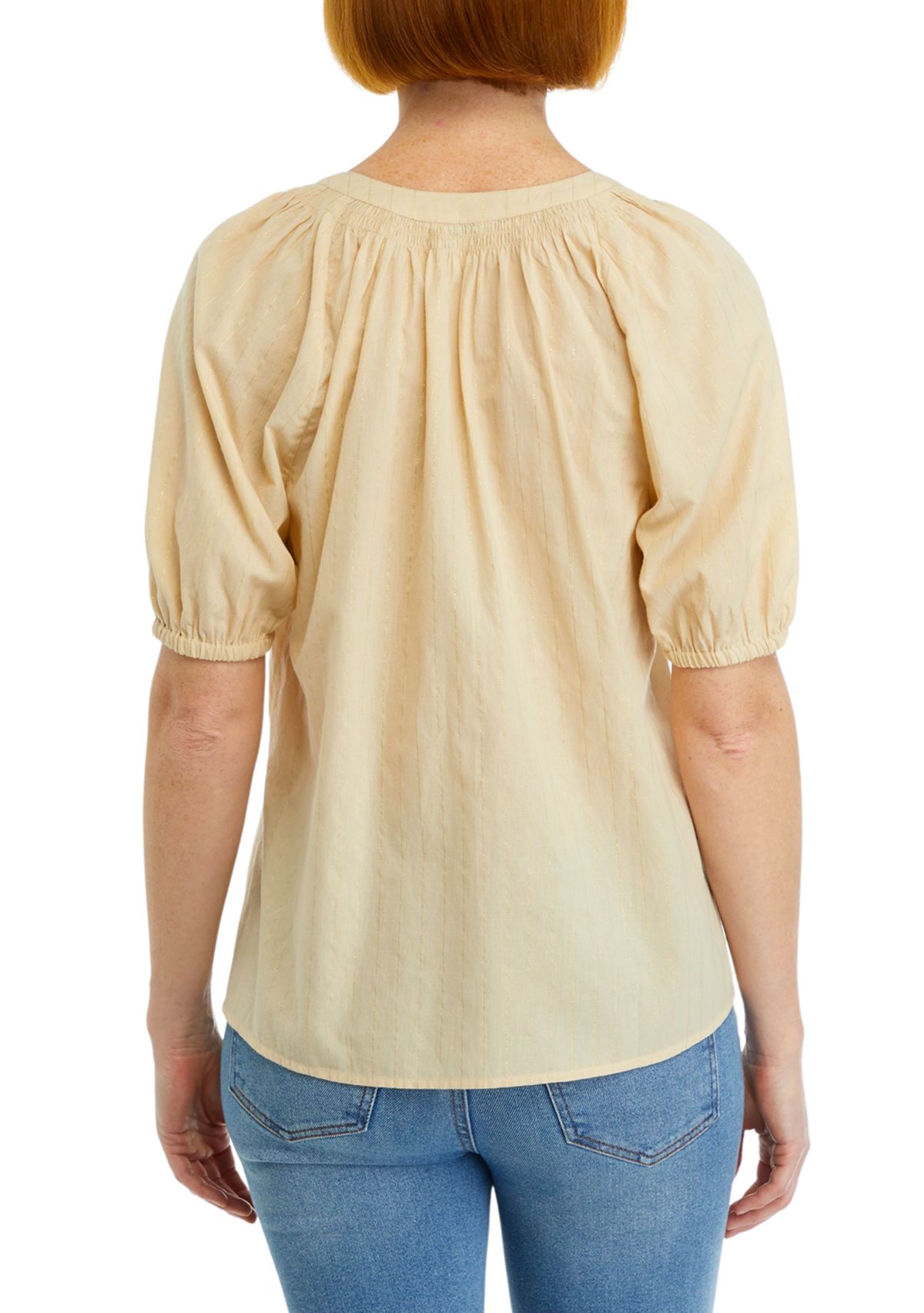 Womens Solid Peasant Blouse