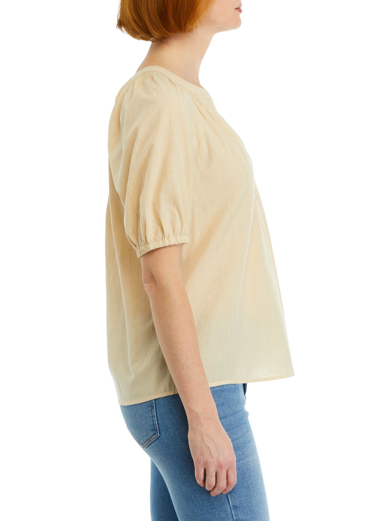 Womens Solid Peasant Blouse