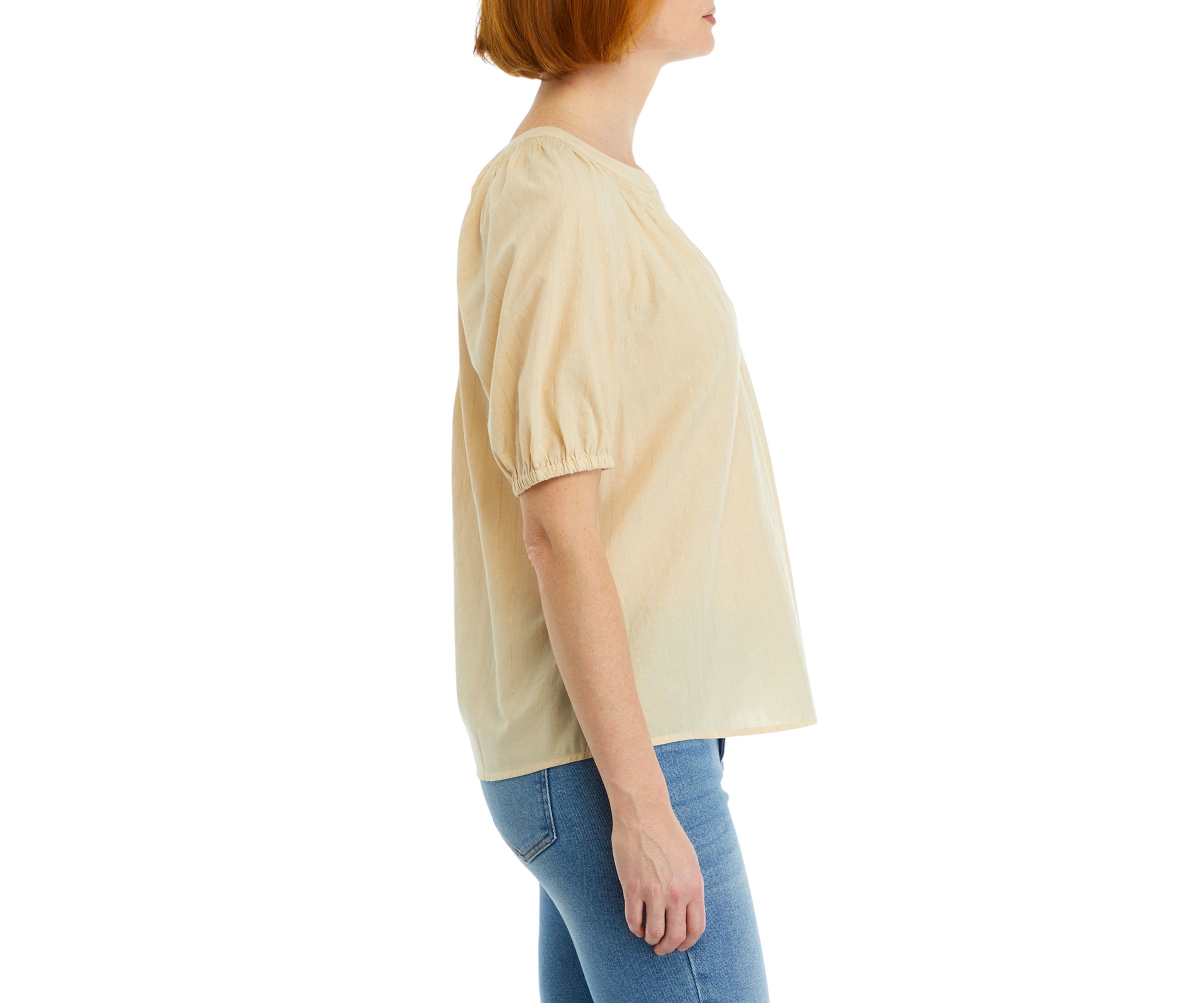Womens Solid Peasant Blouse