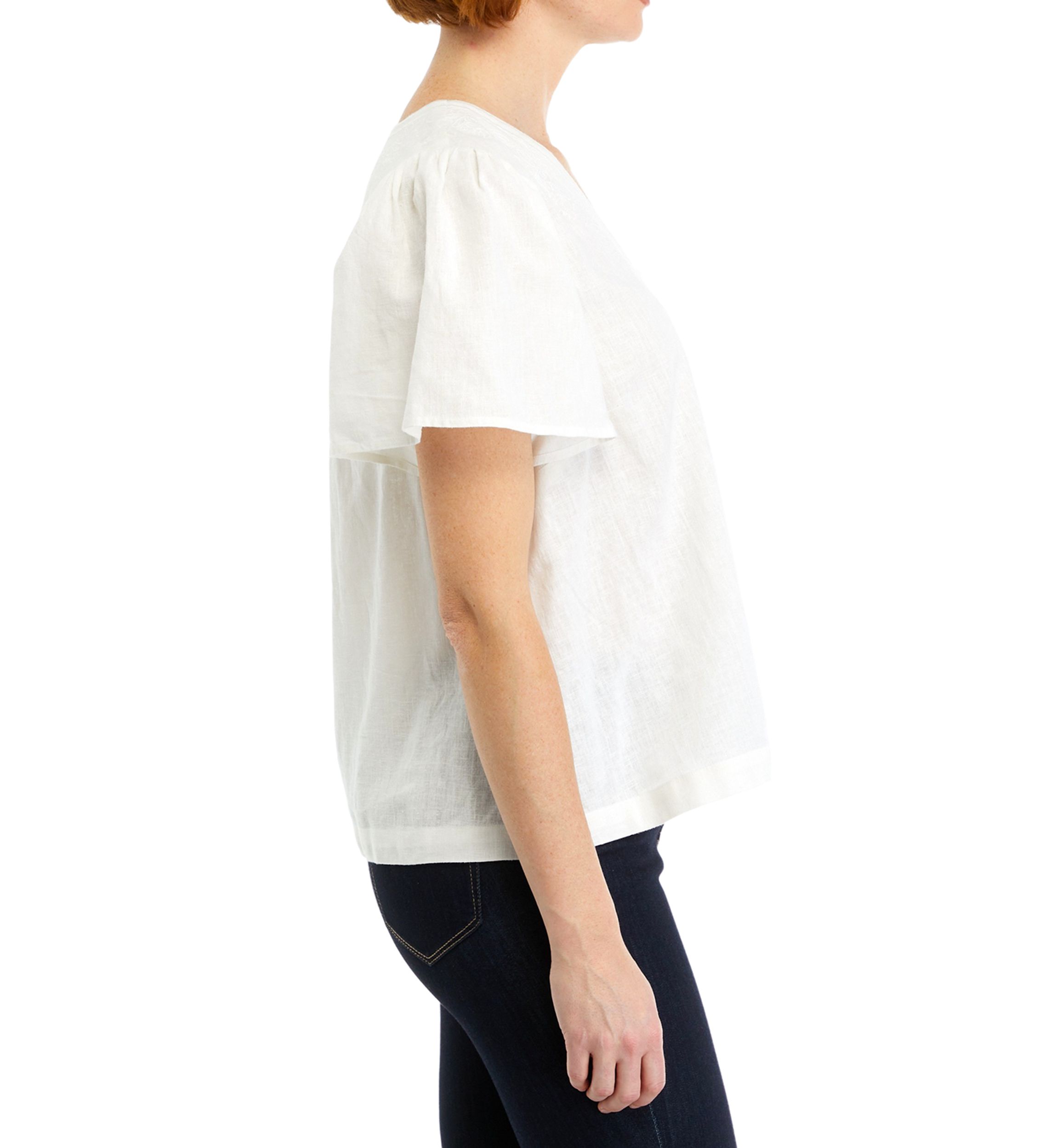 Womens Embroidered Button Front Top