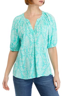 Crown & Ivy Women's Printed Peasant Top