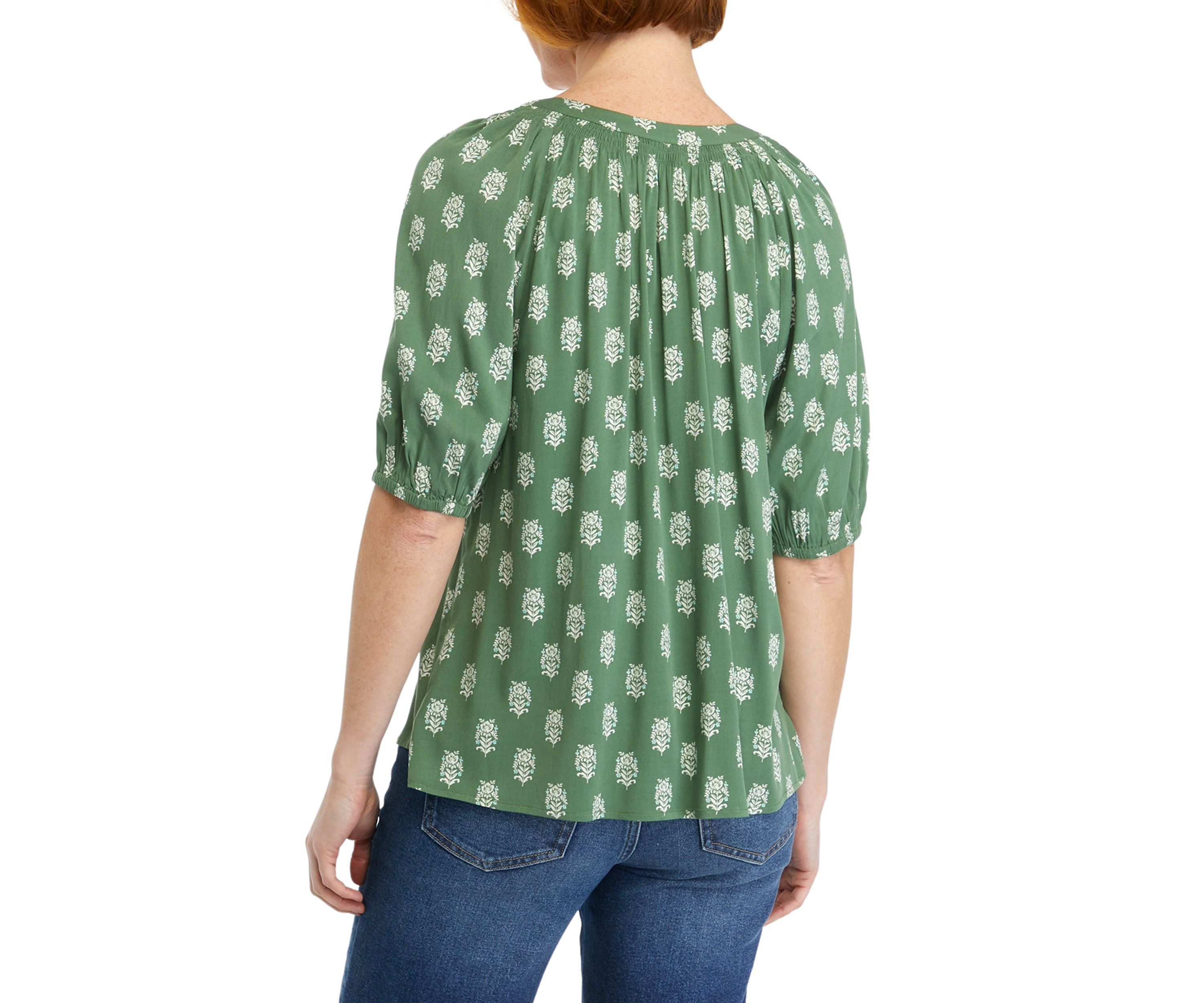 Womens Printed Peasant Top
