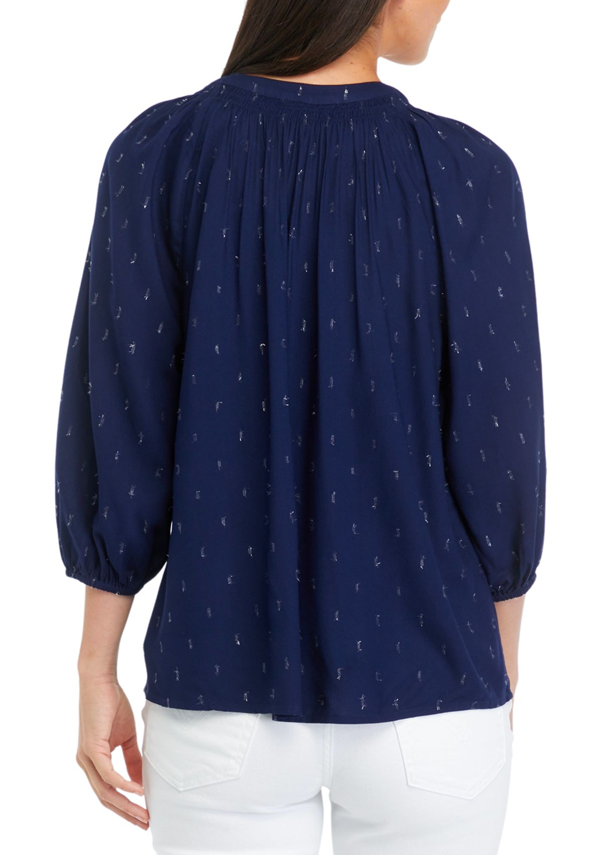 Womens Printed Peasant Top