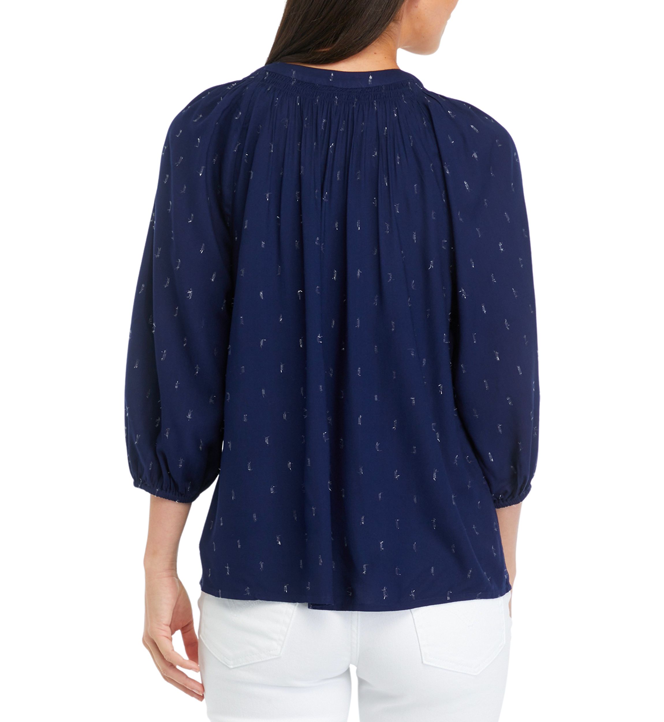 Womens Printed Peasant Top