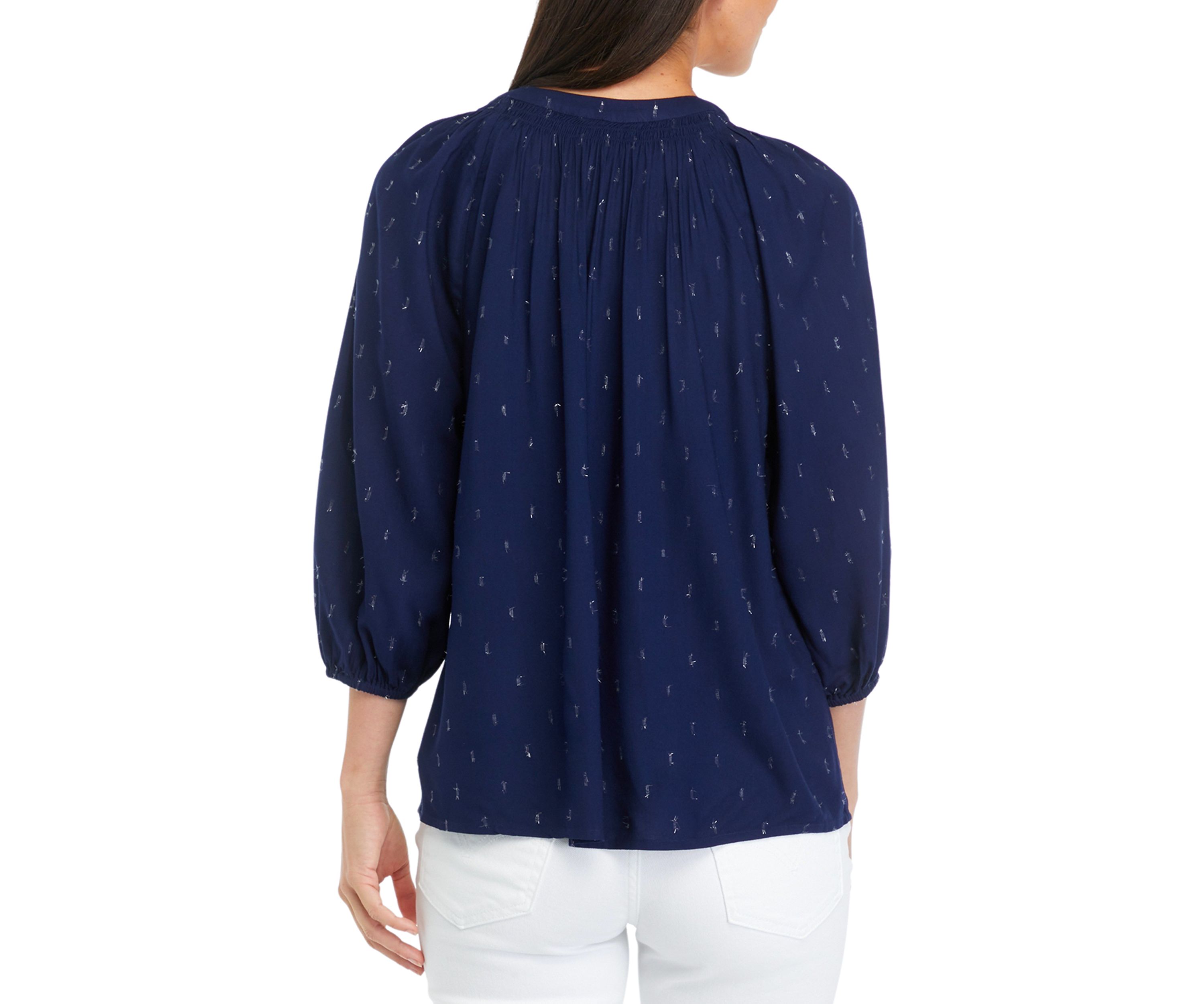 Womens Printed Peasant Top