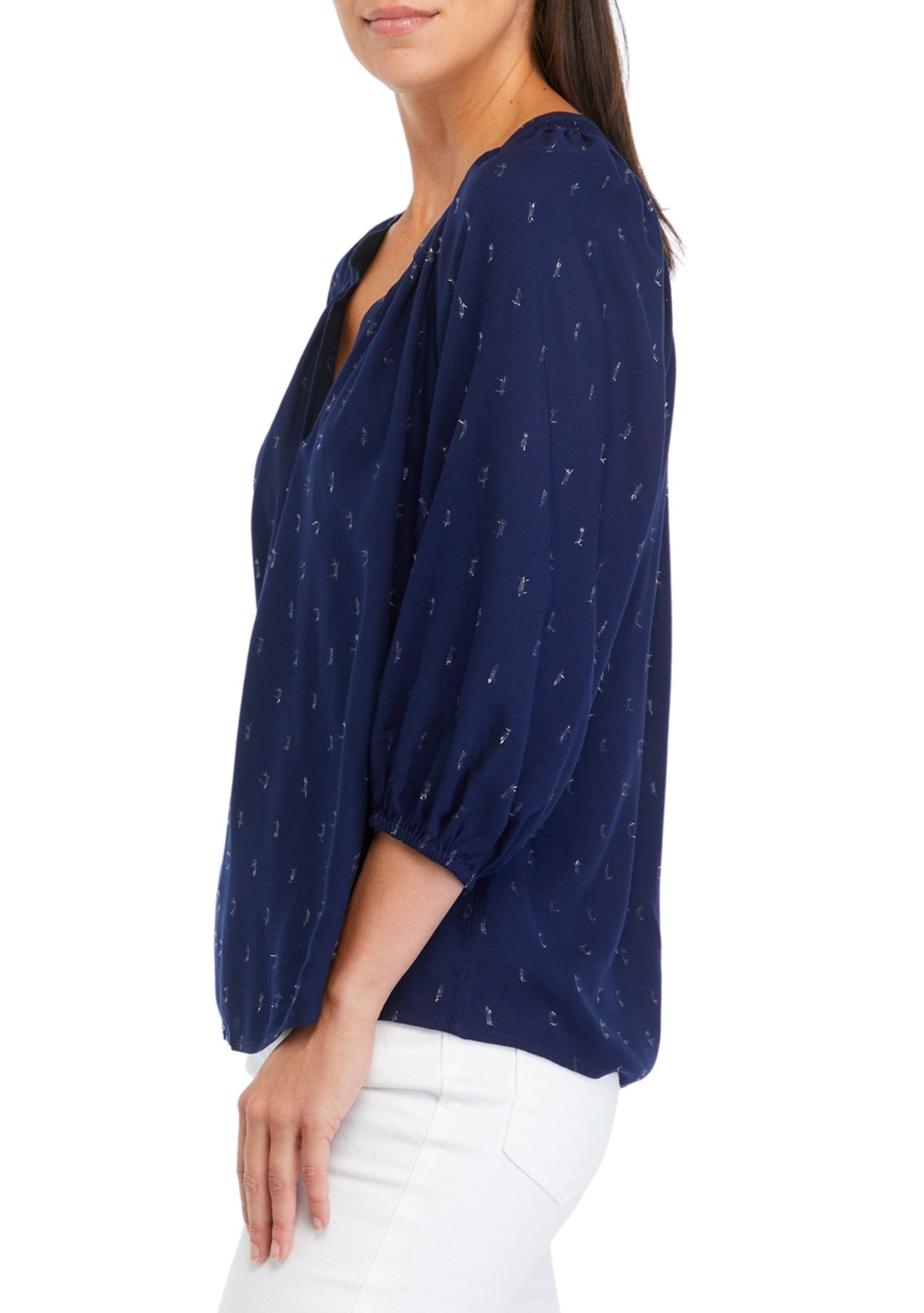 Womens Printed Peasant Top