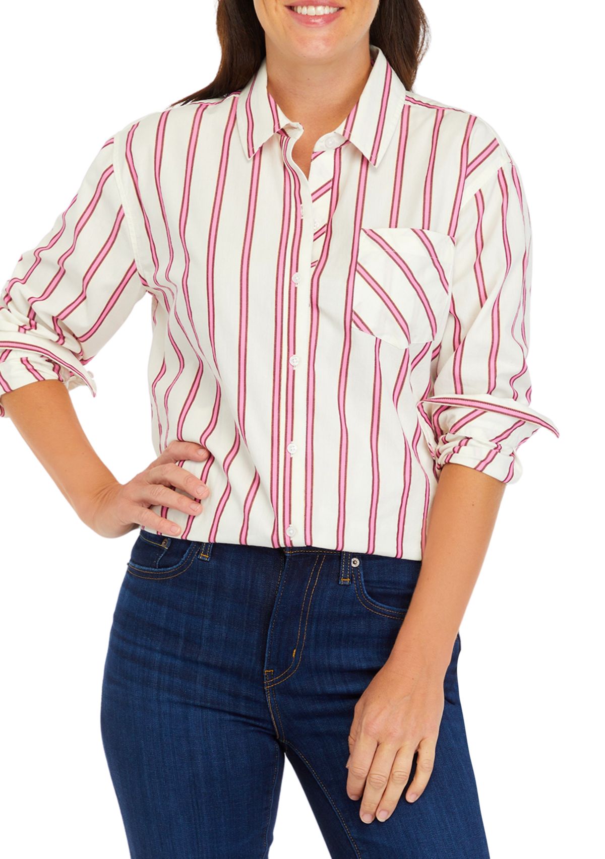 Womens Striped Boyfriend Top
