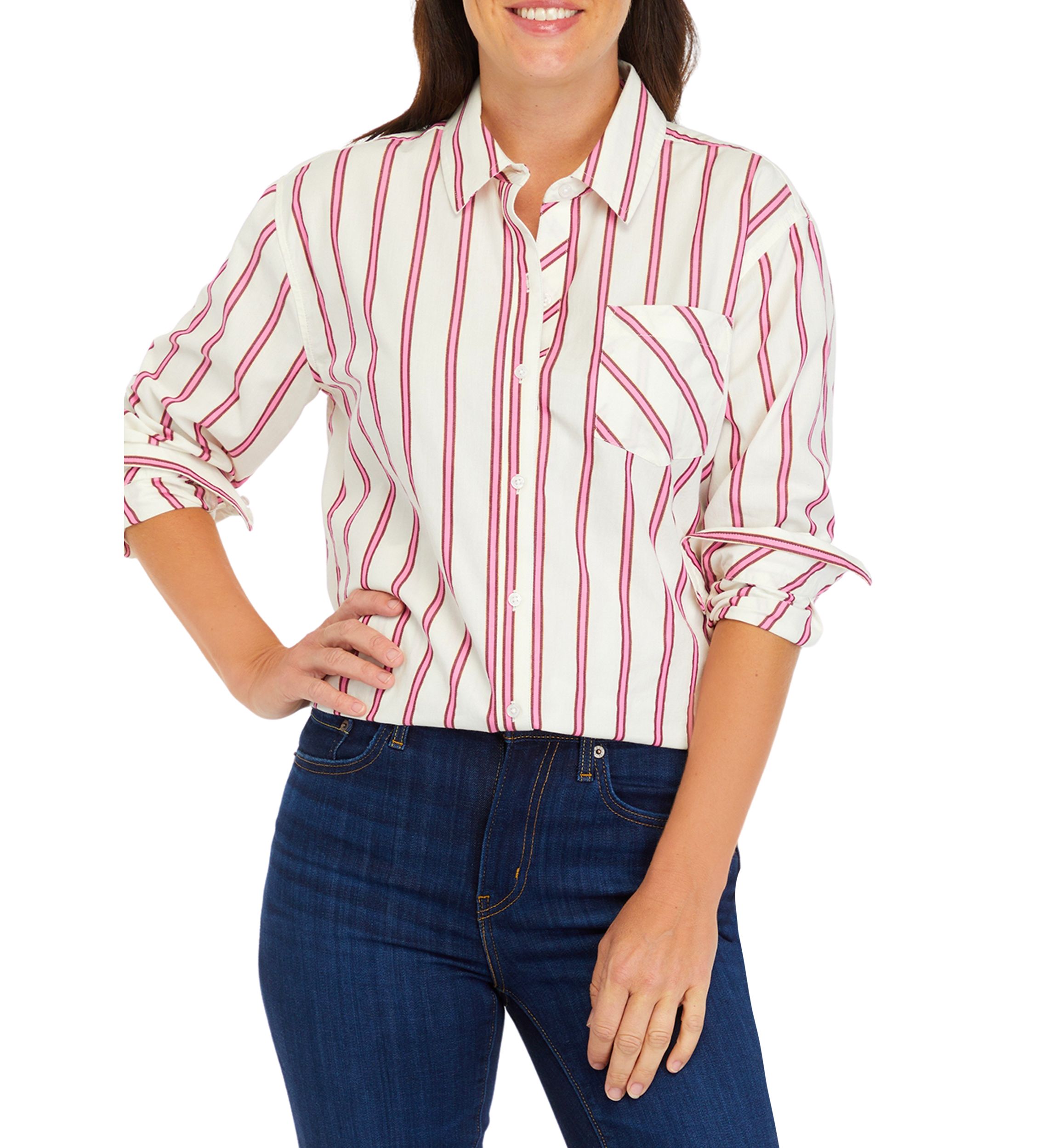 Womens Striped Boyfriend Top