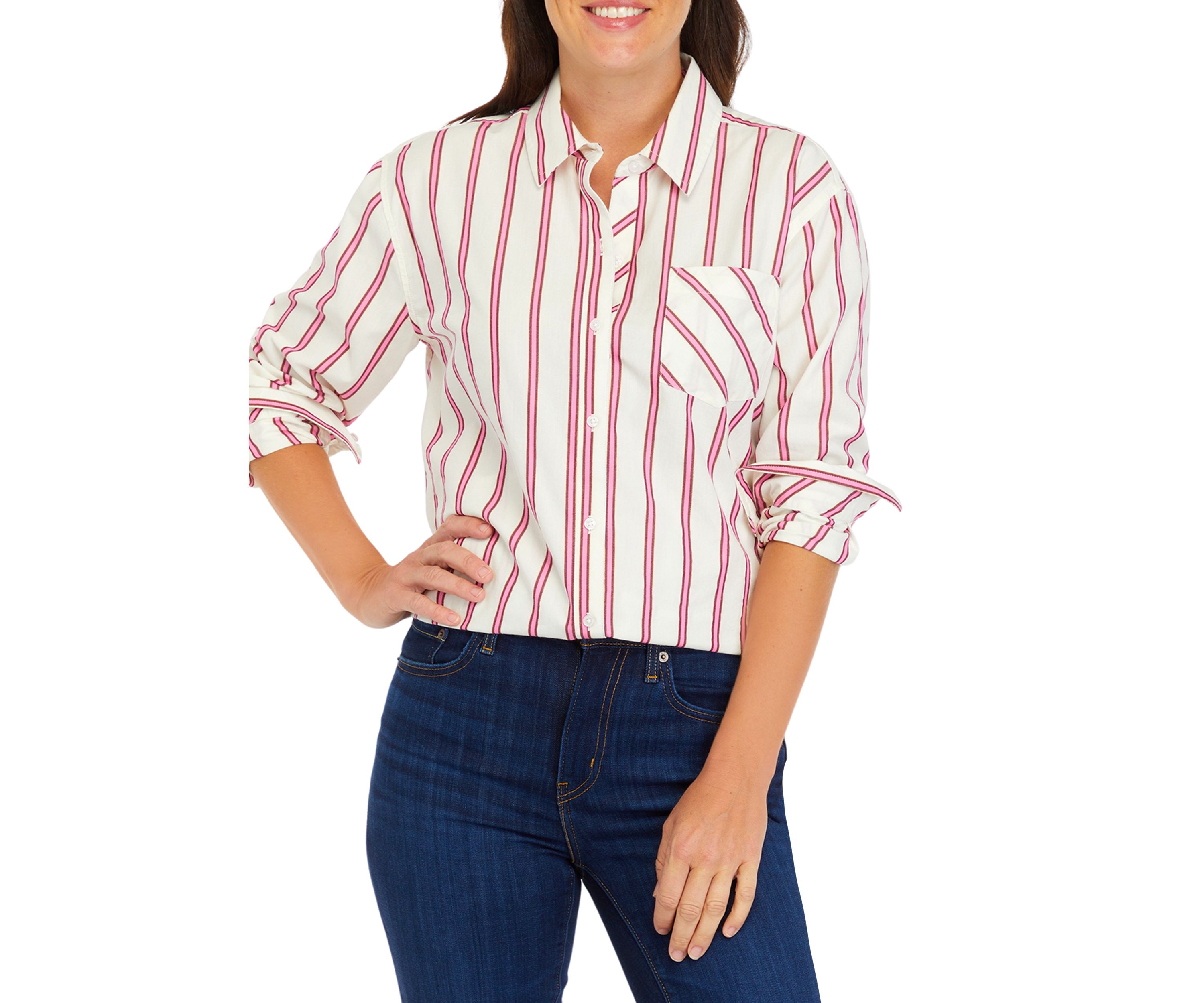 Womens Striped Boyfriend Top