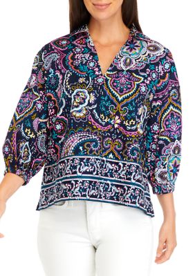 Crown & Ivy Women's Printed Popover Top