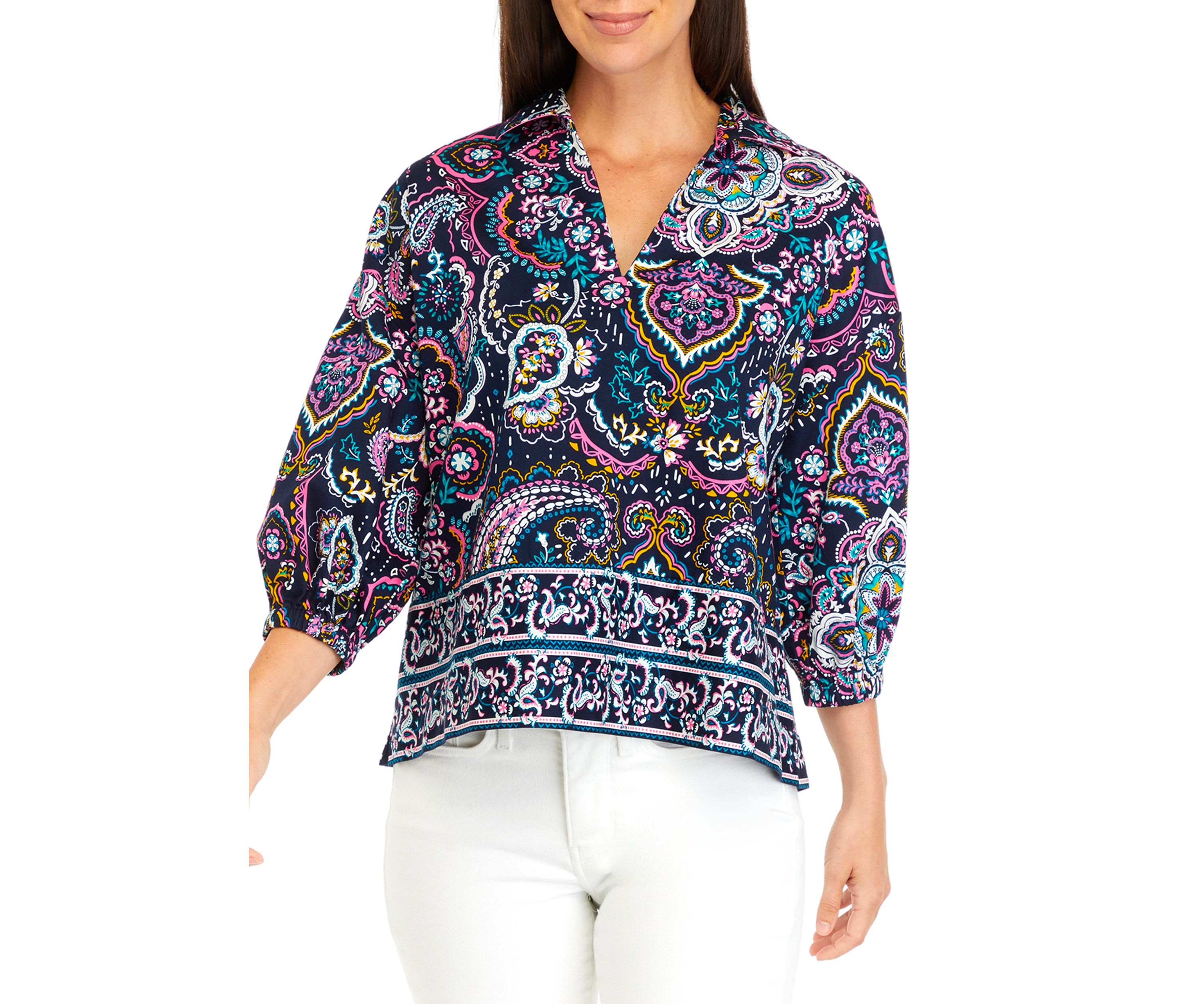 Womens Printed Popover Top 