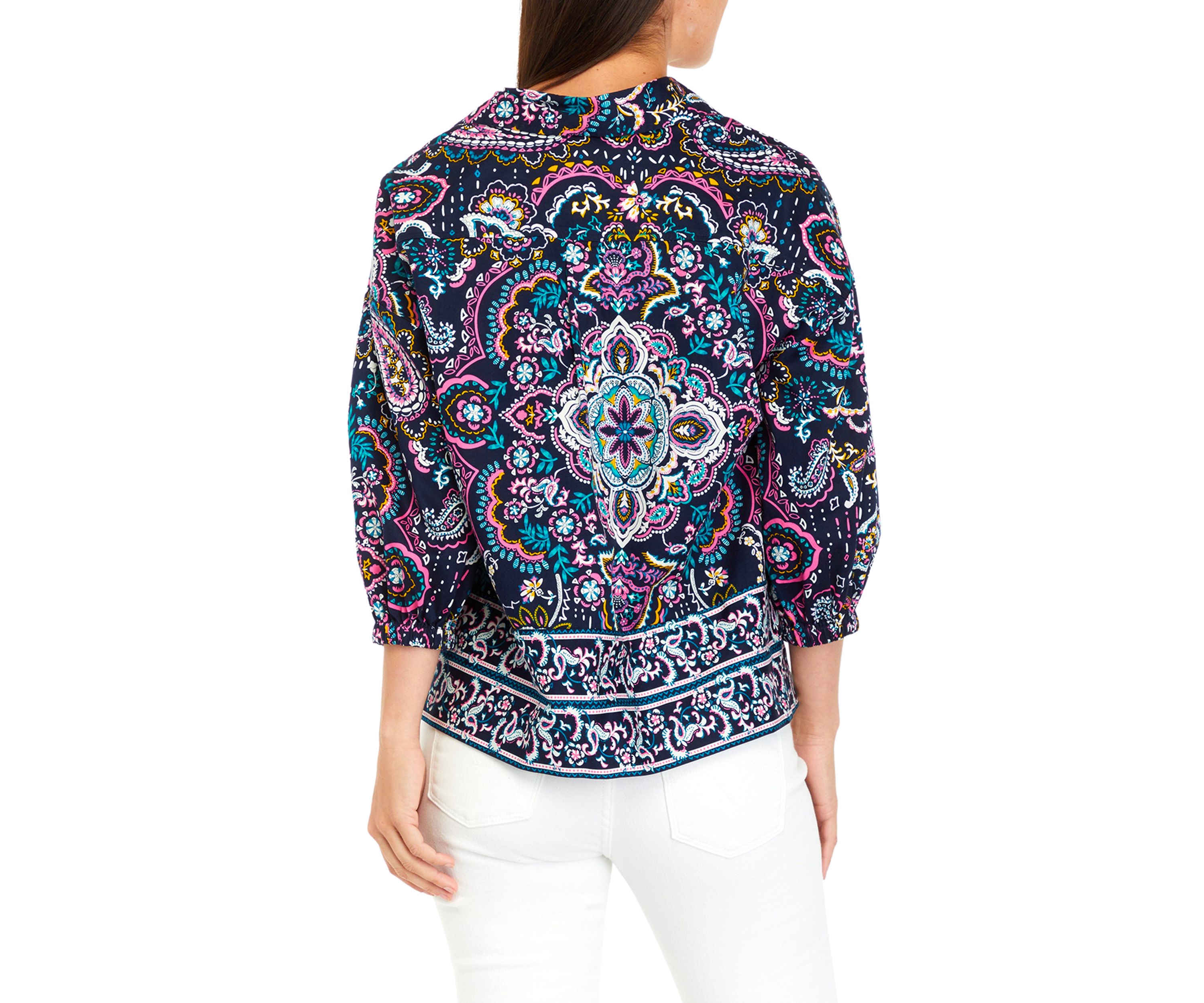 Womens Printed Popover Top 
