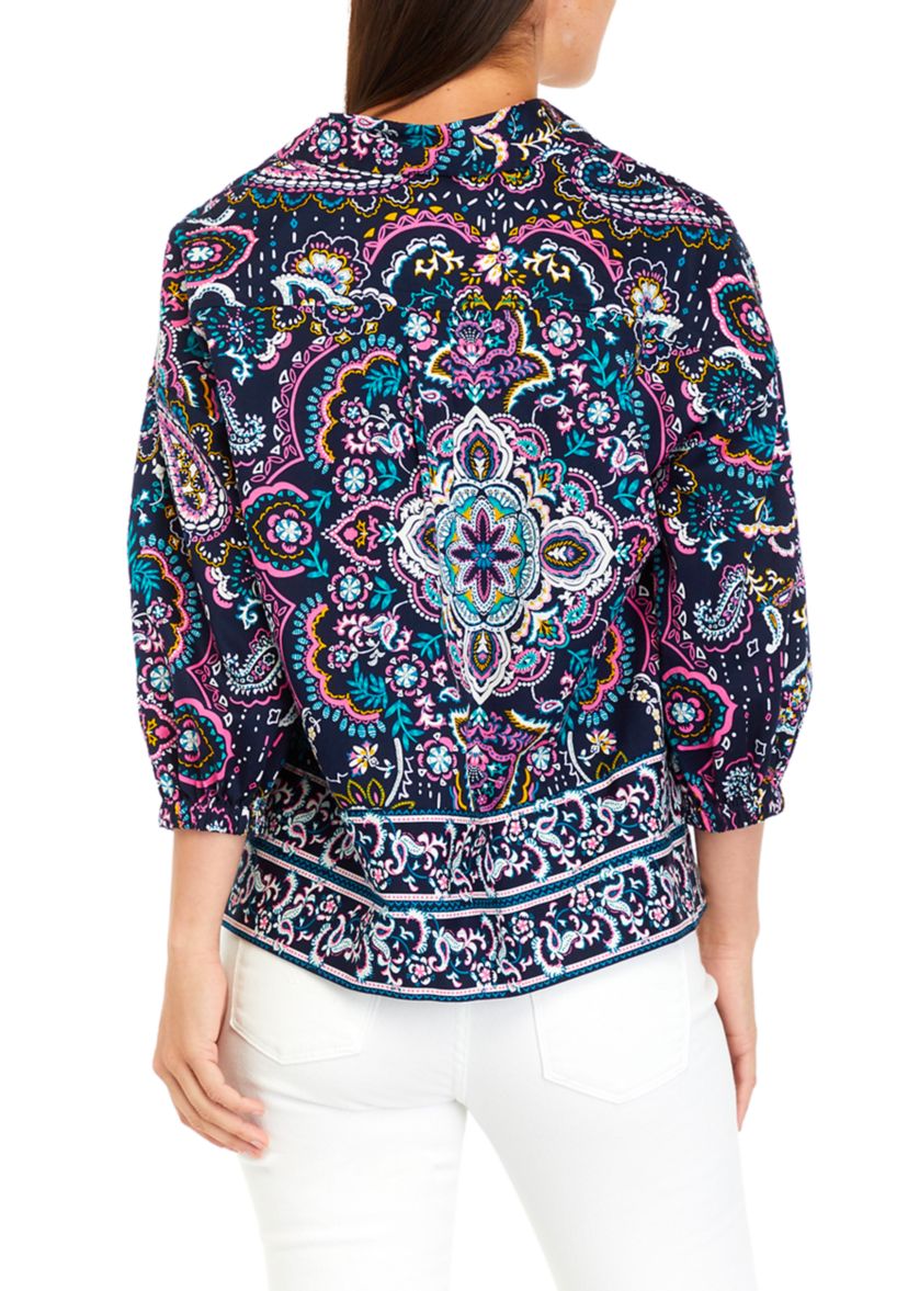 Womens Printed Popover Top 