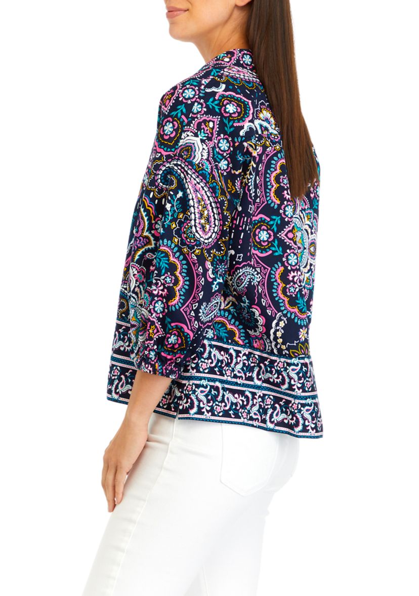 Womens Printed Popover Top 