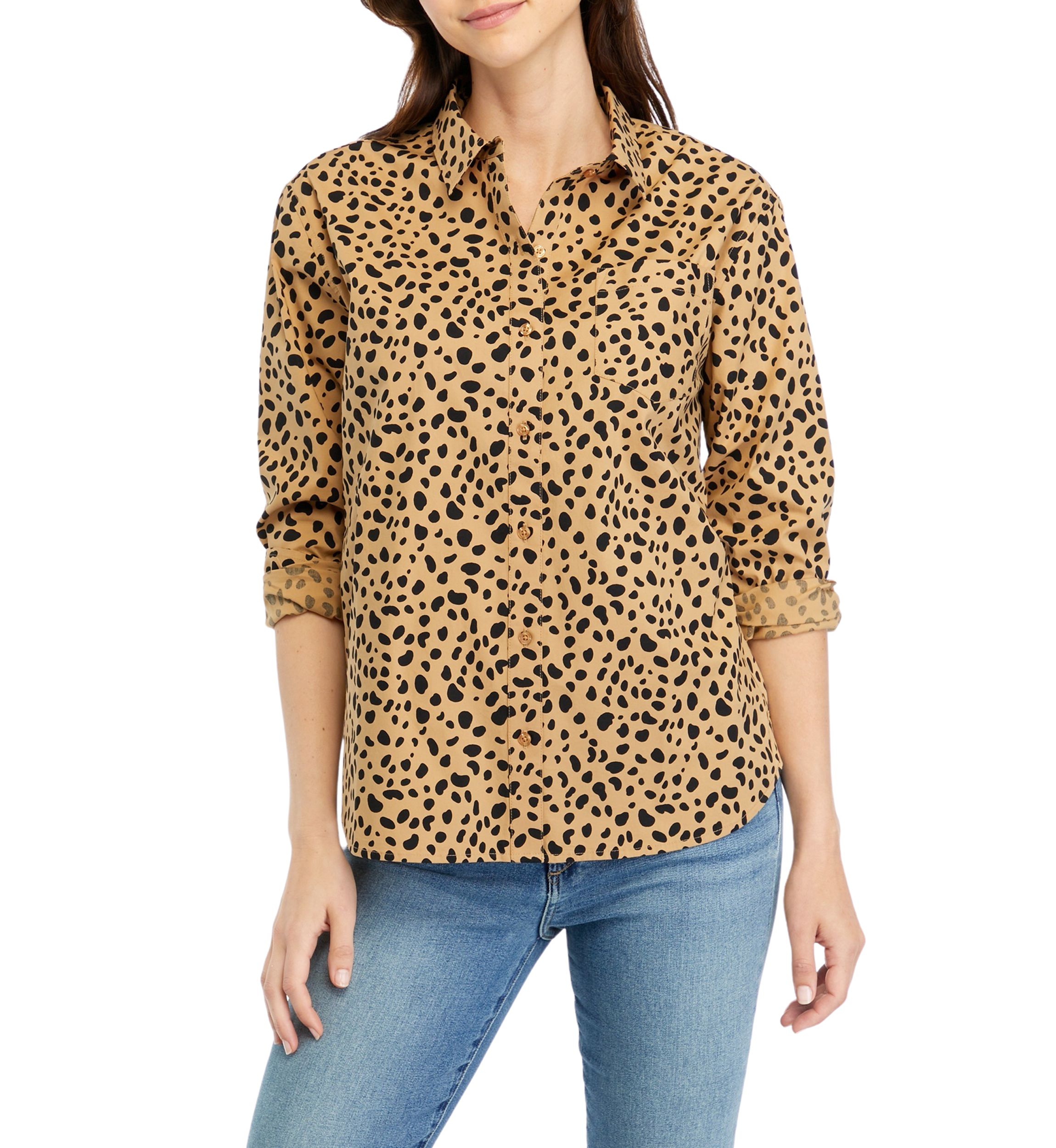 Womens Animal Printed Boyfriend Shirt