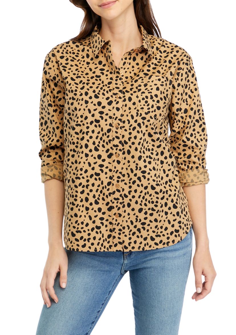 Womens Animal Printed Boyfriend Shirt