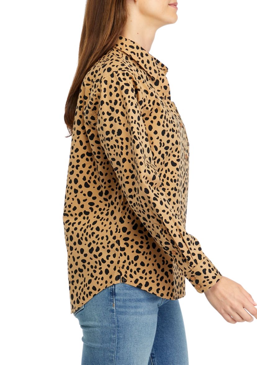 Womens Animal Printed Boyfriend Shirt