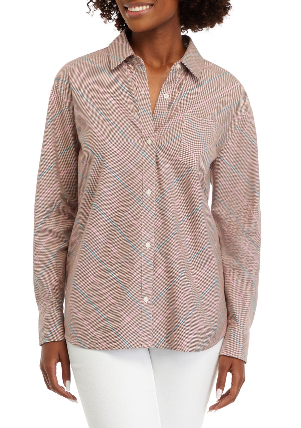 Womens Long Sleeve Oxford Boyfriend Shirt
