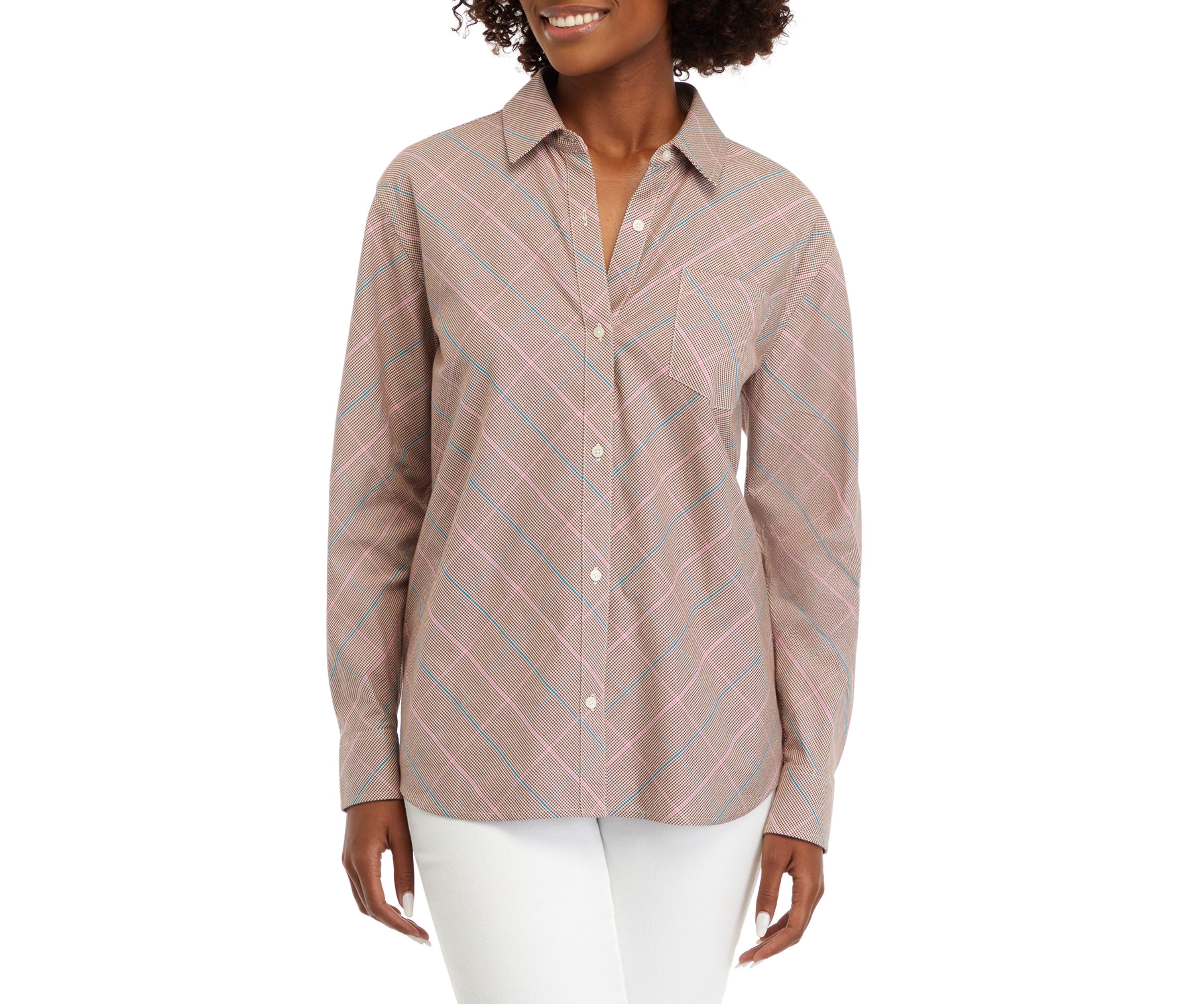 Womens Long Sleeve Oxford Boyfriend Shirt