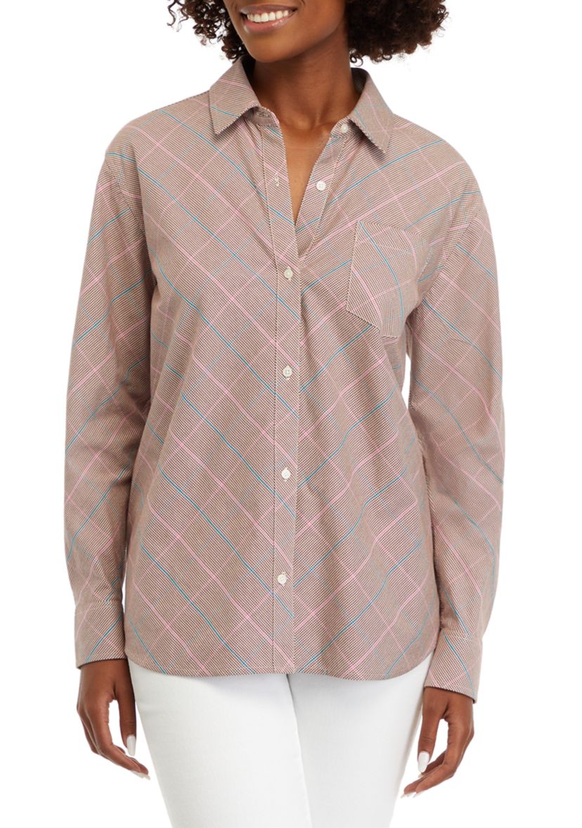 Womens Long Sleeve Oxford Boyfriend Shirt