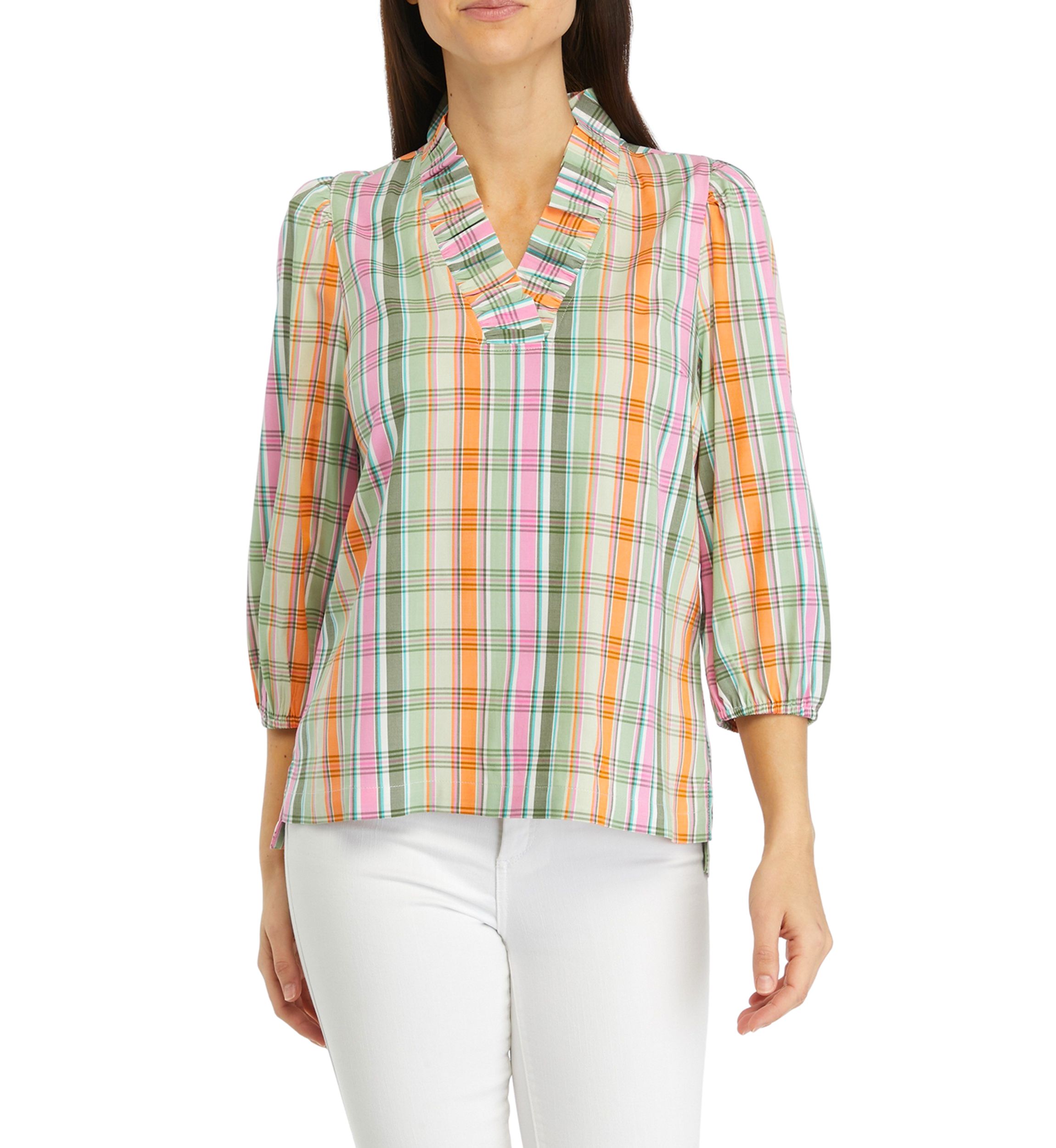 Womens Plaid Printed Top