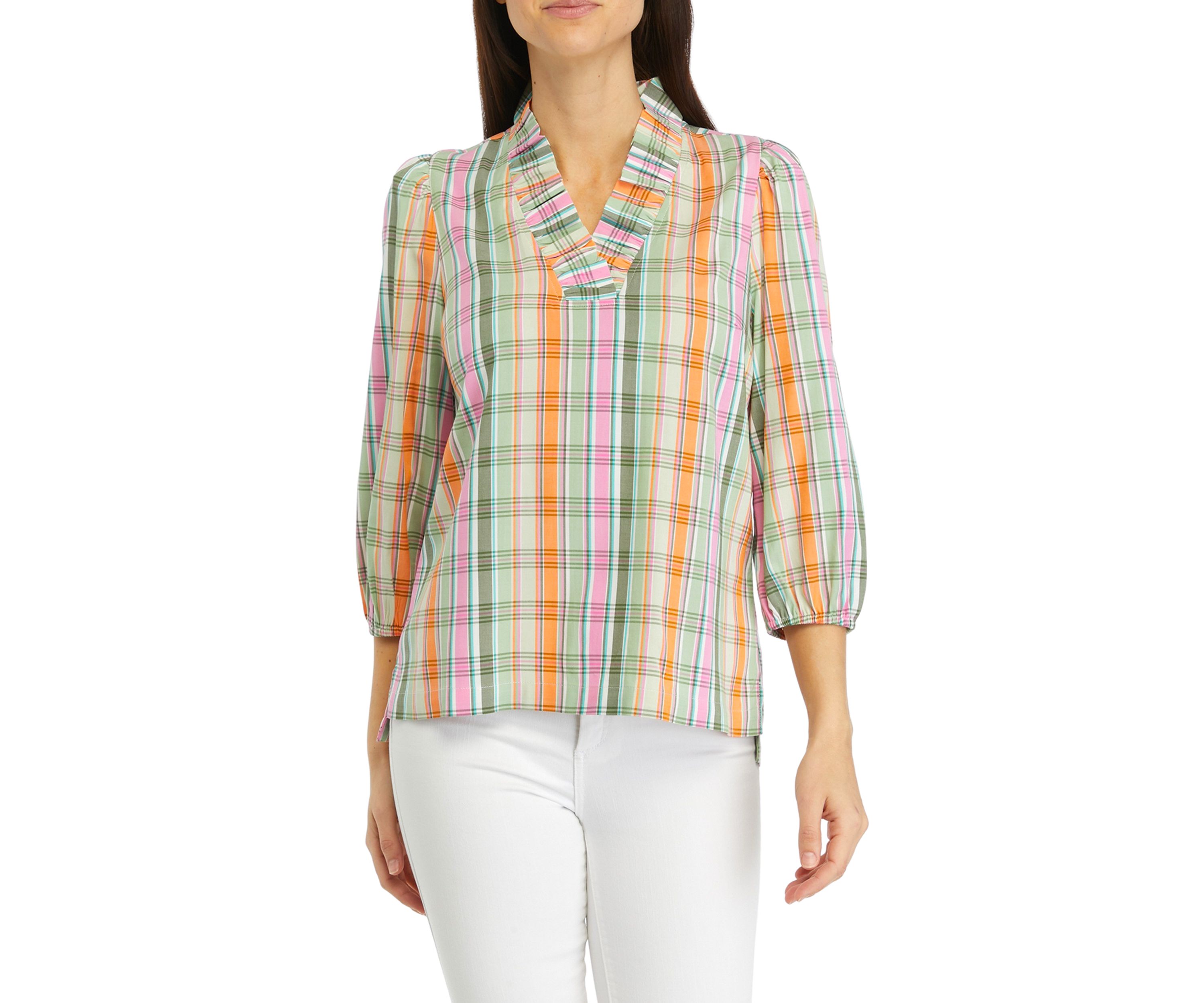 Womens Plaid Printed Top