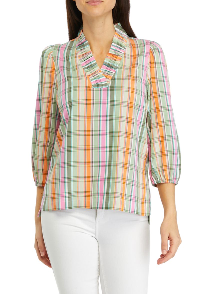 Womens Plaid Printed Top